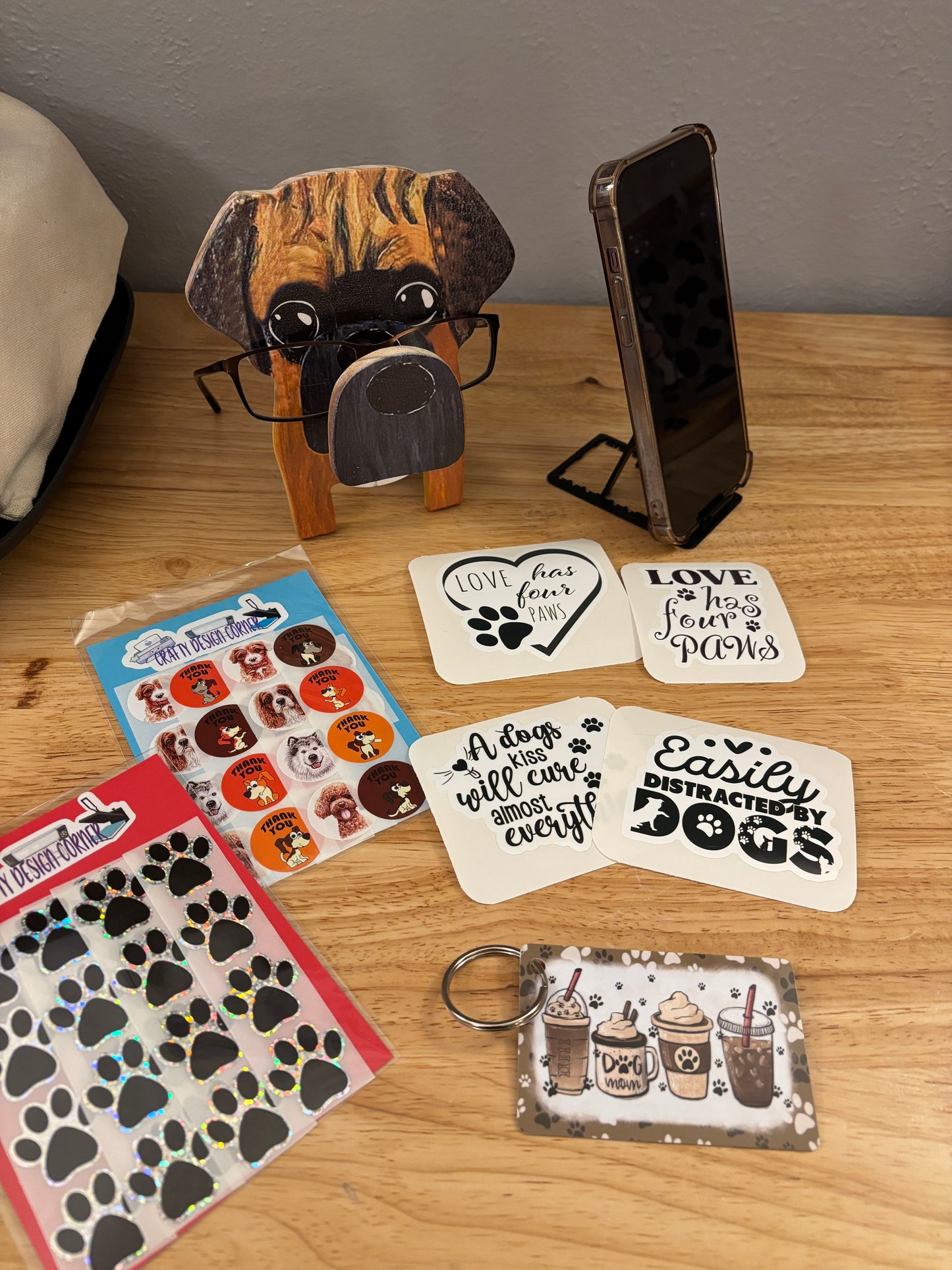 Wooden Dog Glasses Stand Bundle