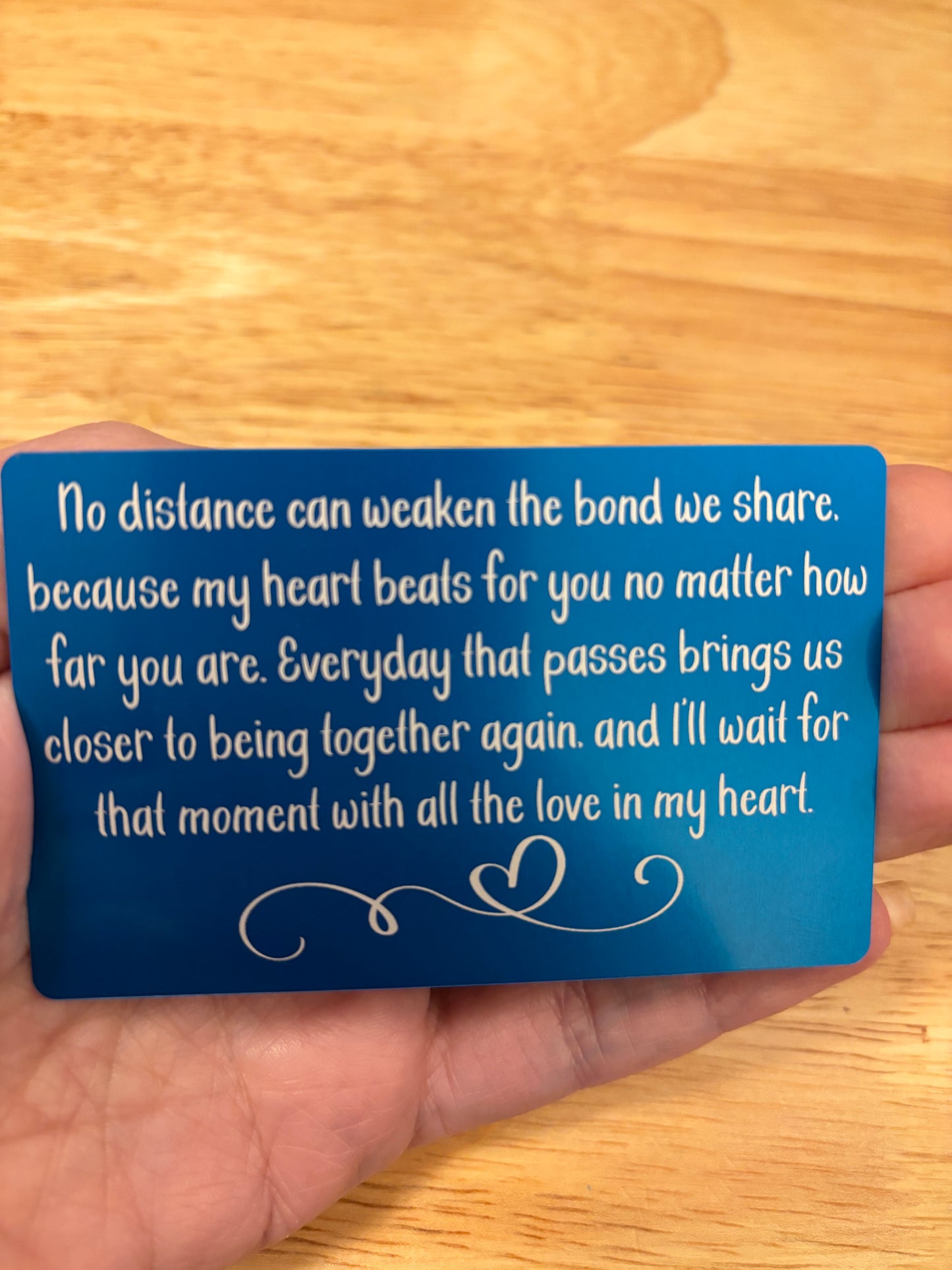 No Distance can Weaken our Bond Card, Engraved Wallet Couples Card