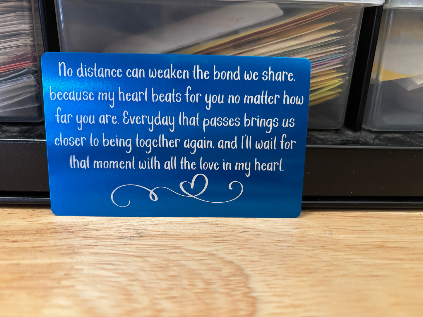 No Distance can Weaken our Bond Card, Engraved Wallet Couples Card