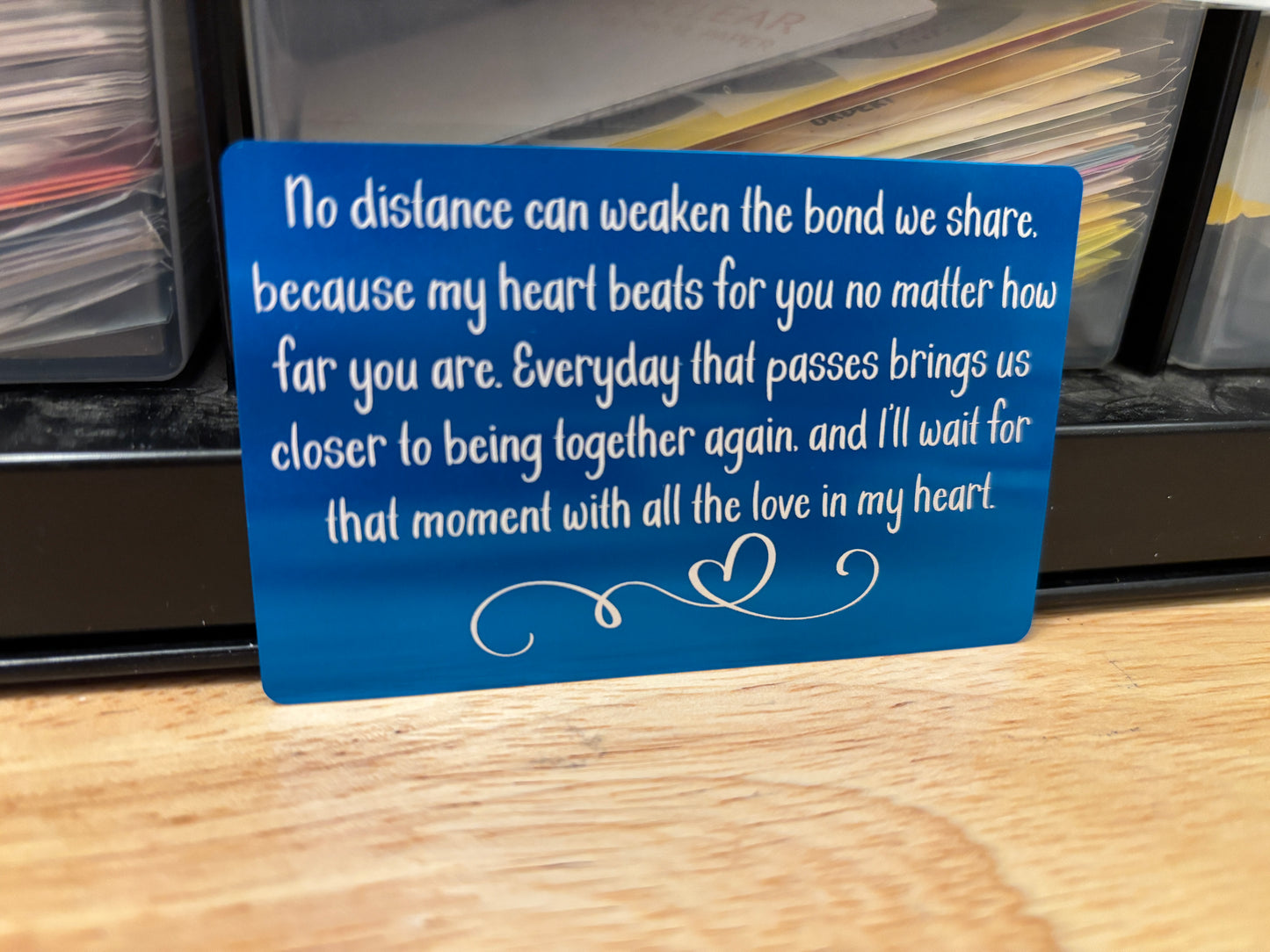 No Distance can Weaken our Bond Card, Engraved Wallet Couples Card