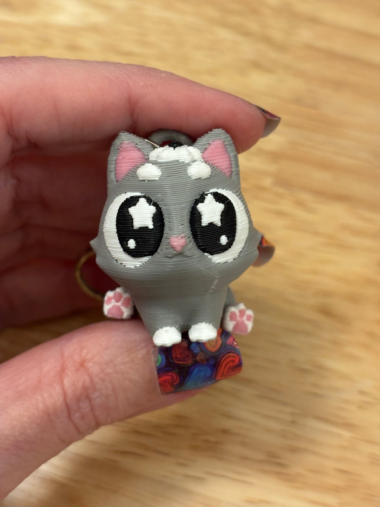 Cute cat keychain, 3D printed cat key chain, Tux kitty keychain