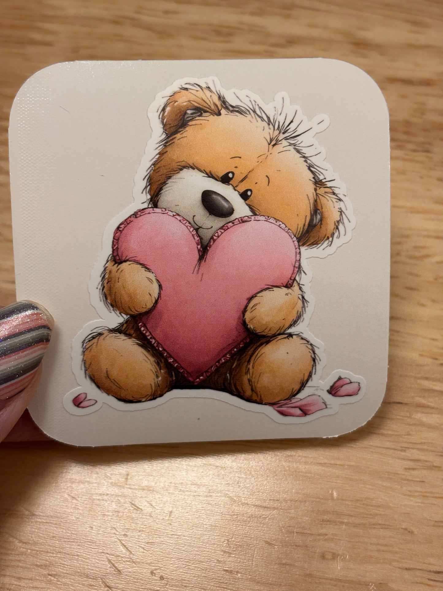 Bear holding Heart Sticker, Cute Bear with pillow sticker,  Baby bear Sticker, Mothers day sticker