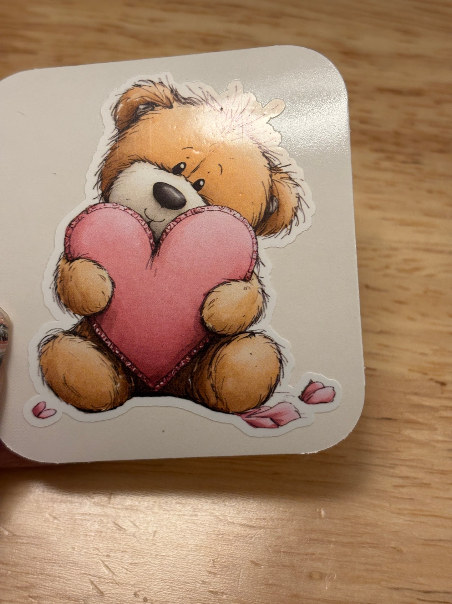 Bear holding Heart Sticker, Cute Bear with pillow sticker,  Baby bear Sticker, Mothers day sticker