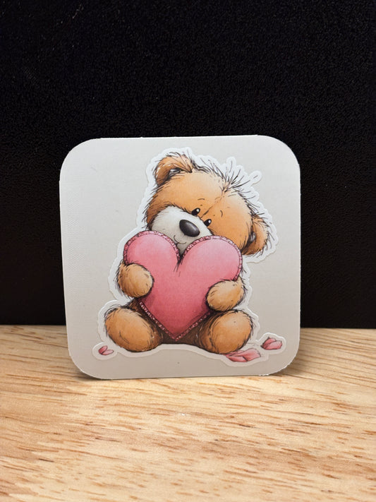 Bear holding Heart Sticker, Cute Bear with pillow sticker,  Baby bear Sticker, Mothers day sticker