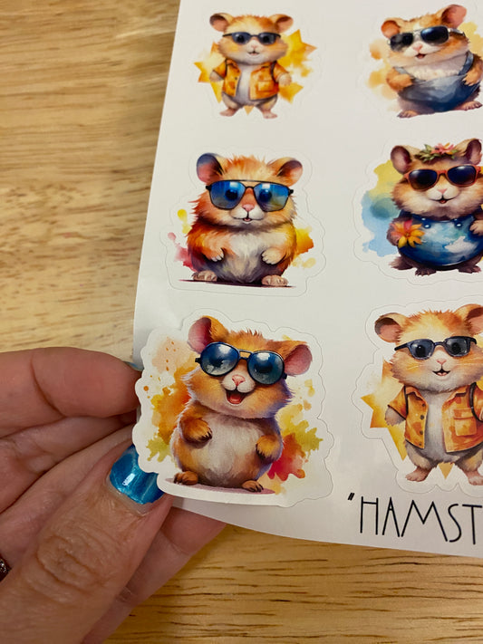 Cute Hamsters Stickers, Hamsters with Clothes Sticker, Hamster sticker sheet
