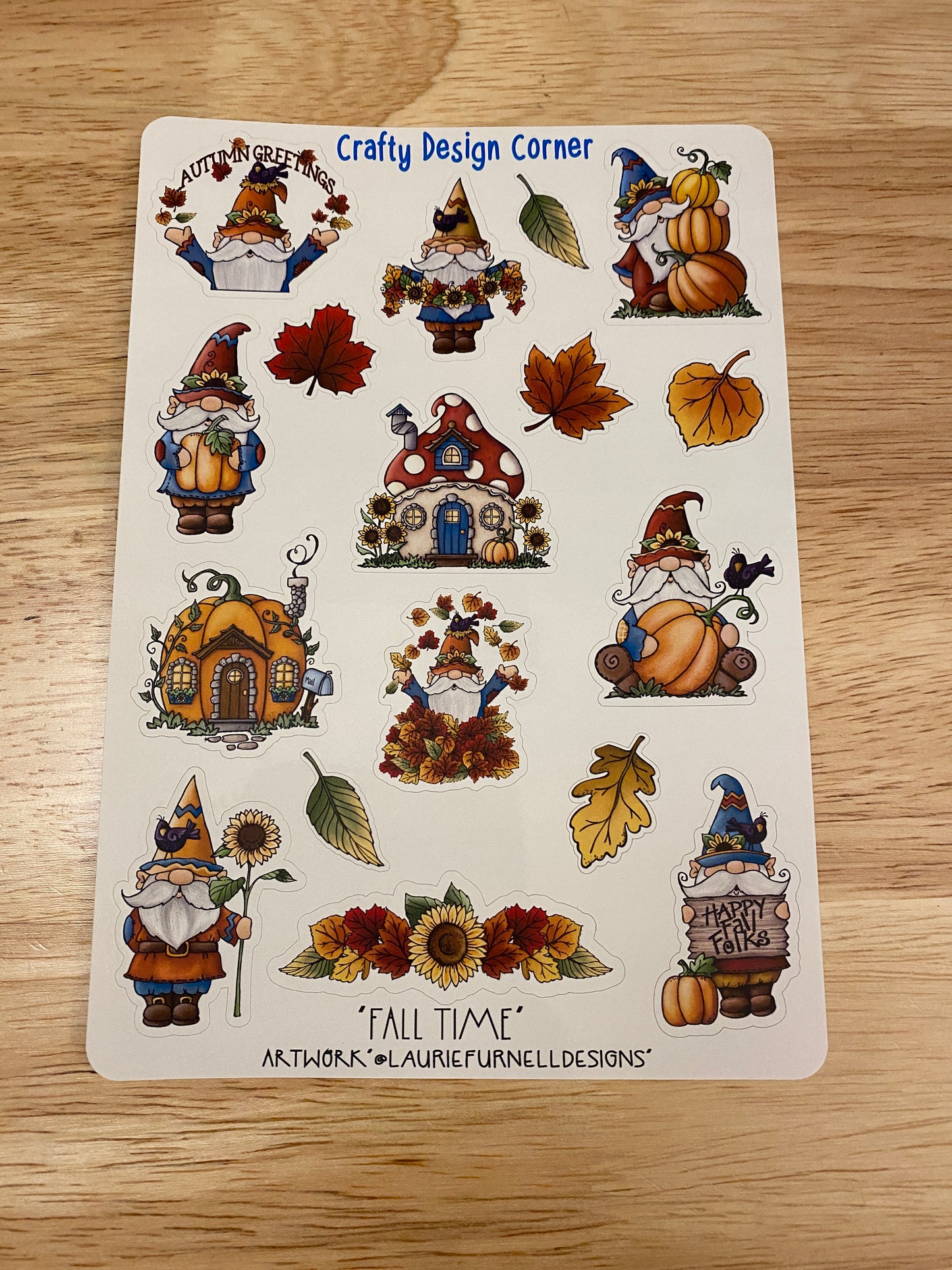 Fall Gnome Sticker Sheet, Fall Leaves Stickers, Sunflower sticker, Fall Sunflower with Gnome Stickers