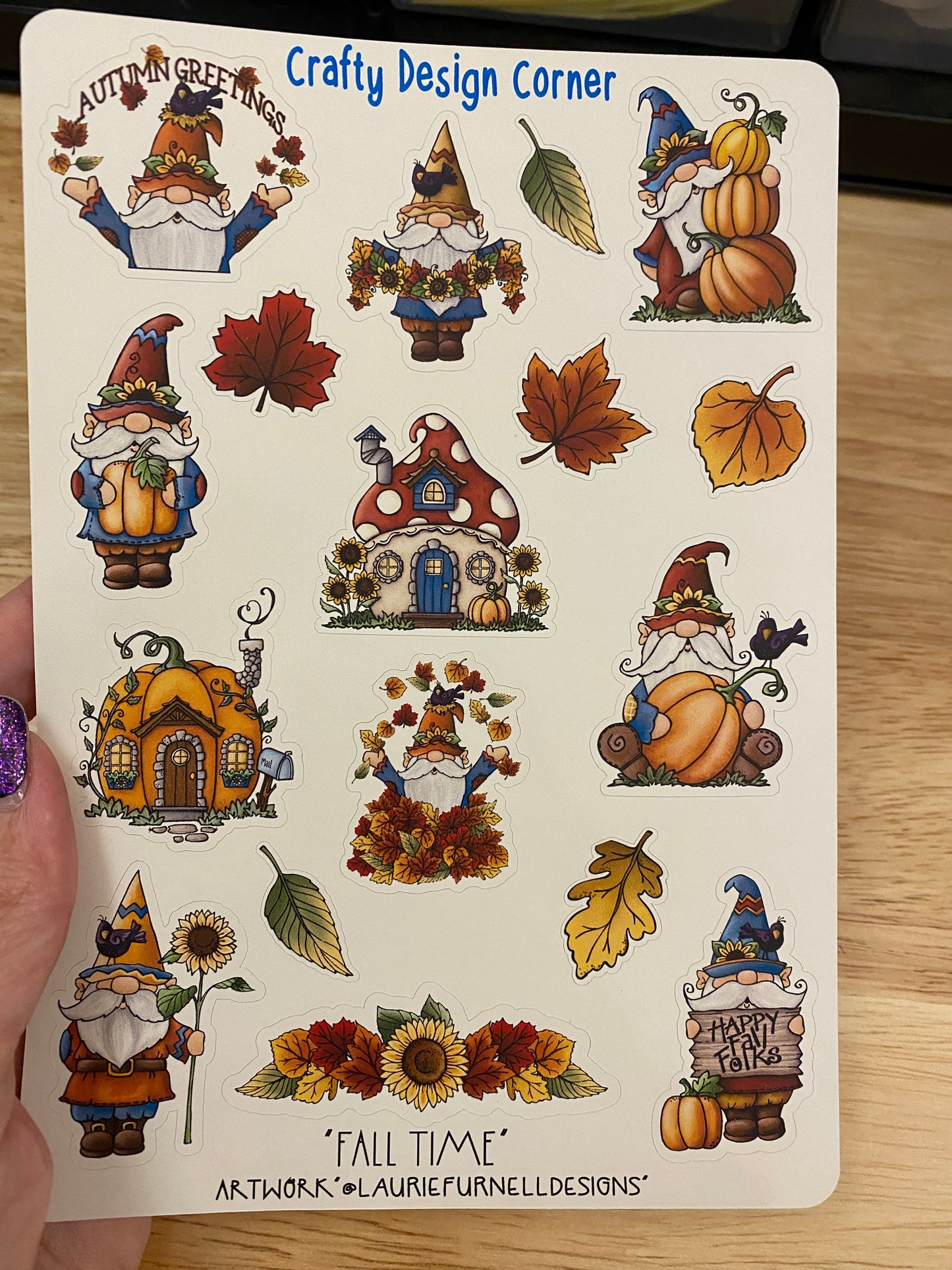 Fall Gnome Sticker Sheet, Fall Leaves Stickers, Sunflower sticker, Fall Sunflower with Gnome Stickers