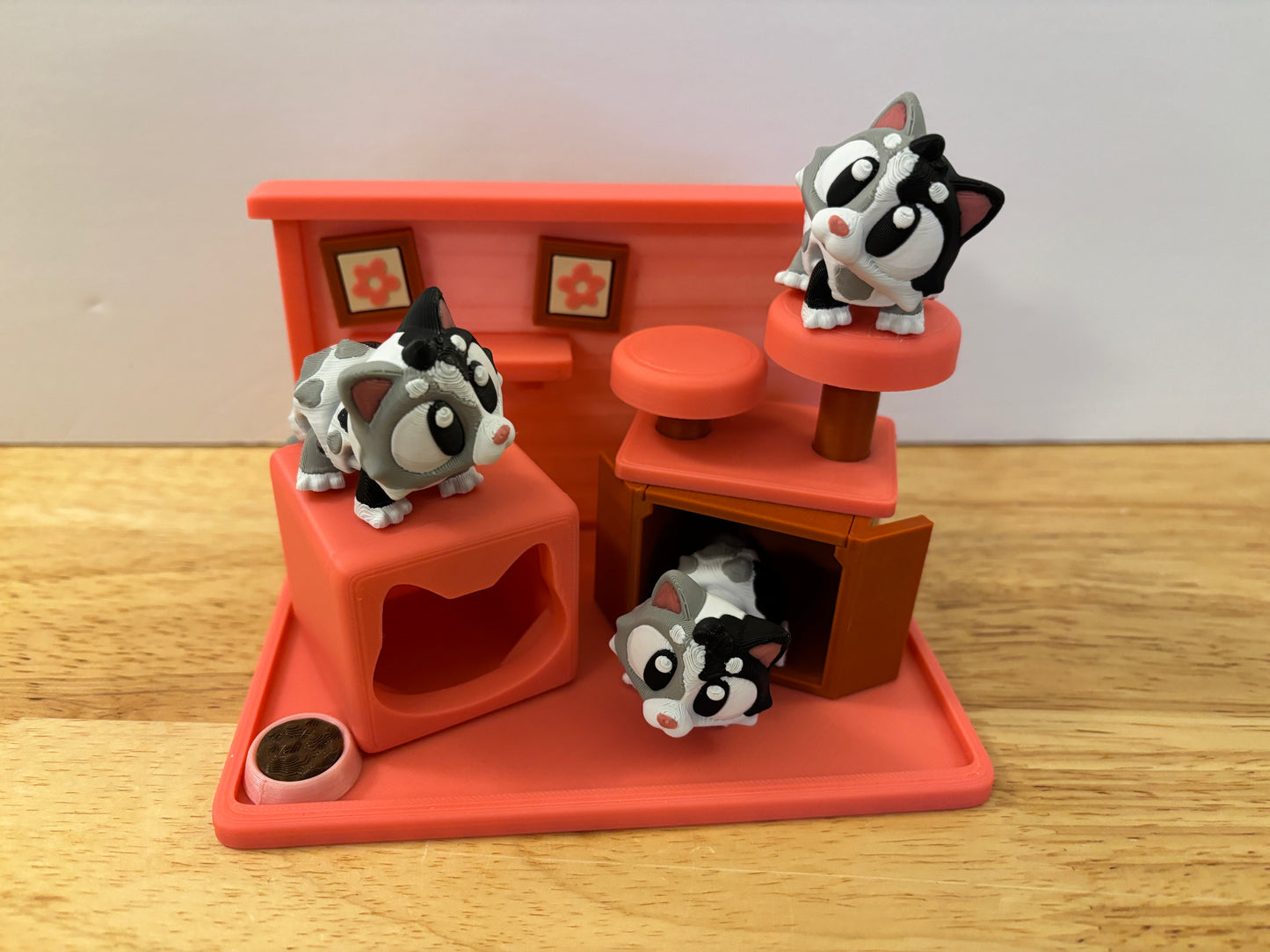 Pre-Glued DIY Kitty Play set, Cute Cat playset, 3d printed Cat playset, Catio for kitties