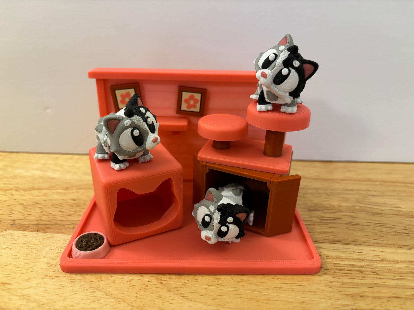 Pre-Glued DIY Kitty Play set, Cute Cat playset, 3d printed Cat playset, Catio for kitties