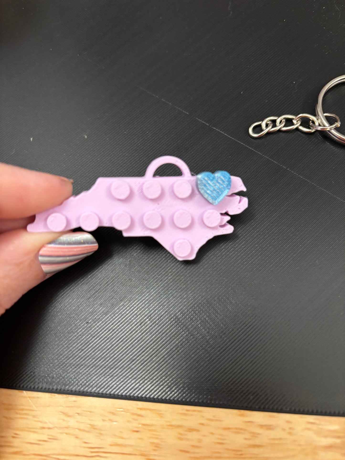 Any State Keychain with heart, Keychain with marker, 3D printed state key chain, State Key chain