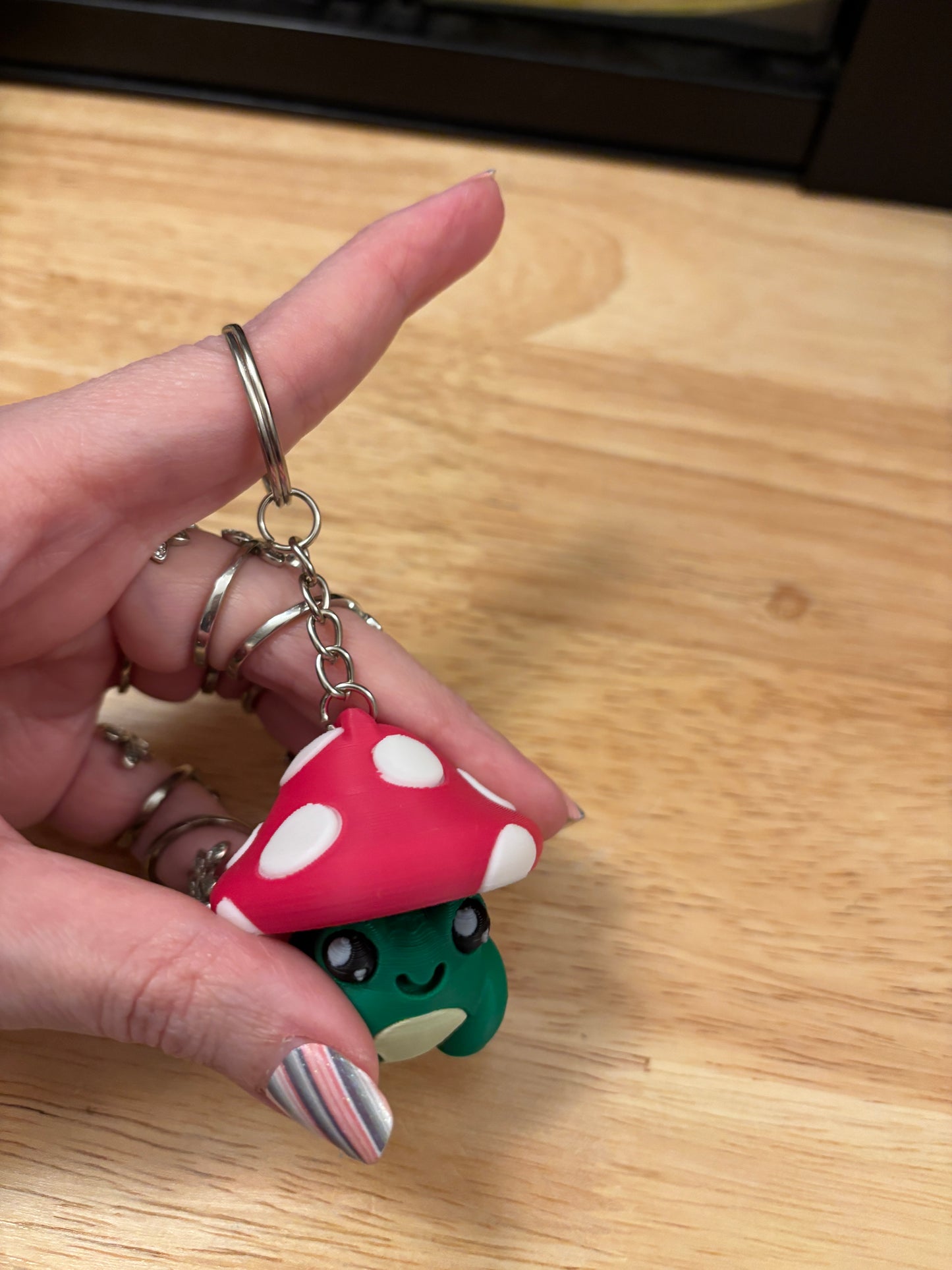 Clicky Toad Mushroom Key chain, 3D printed Toad keychain, Mushroom Toad Keychain, Clicky Keychain