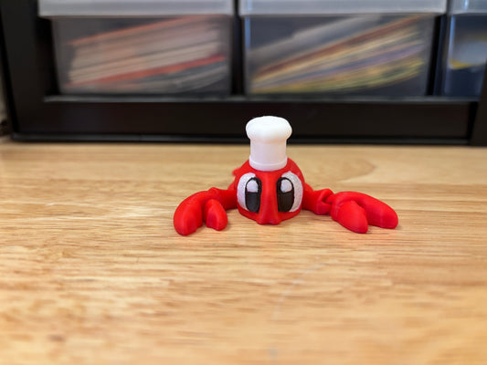 Flexi Lobster Key chain, 3D printed keychain, Chef lobster keychain, Flexi Lobster Keychain