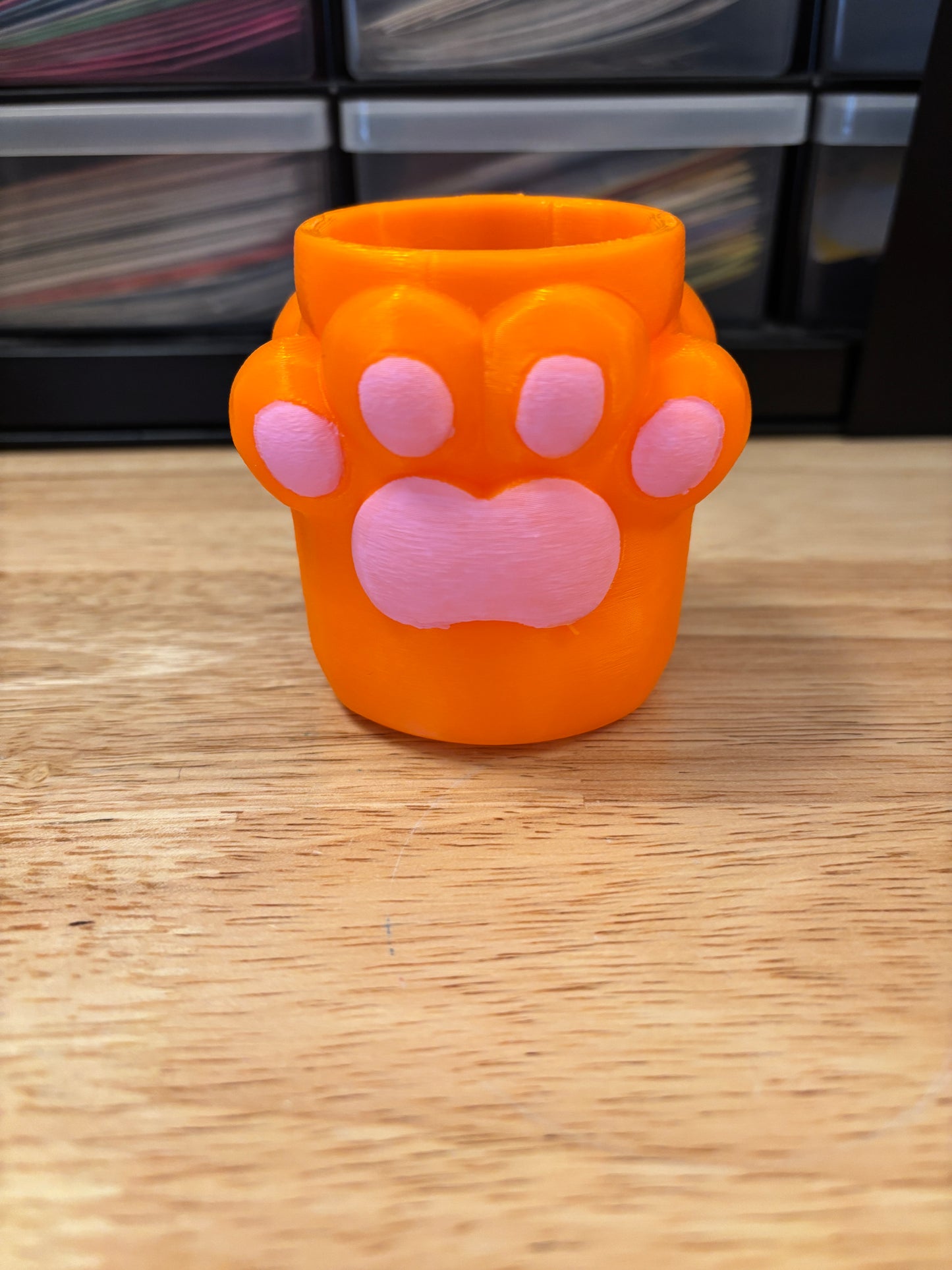 Paw Printed Pencil Holder, Cute Pencil holder, 3D Printed Pencil holder, Hand painted Pencil holder, Toe beans Pencil holder