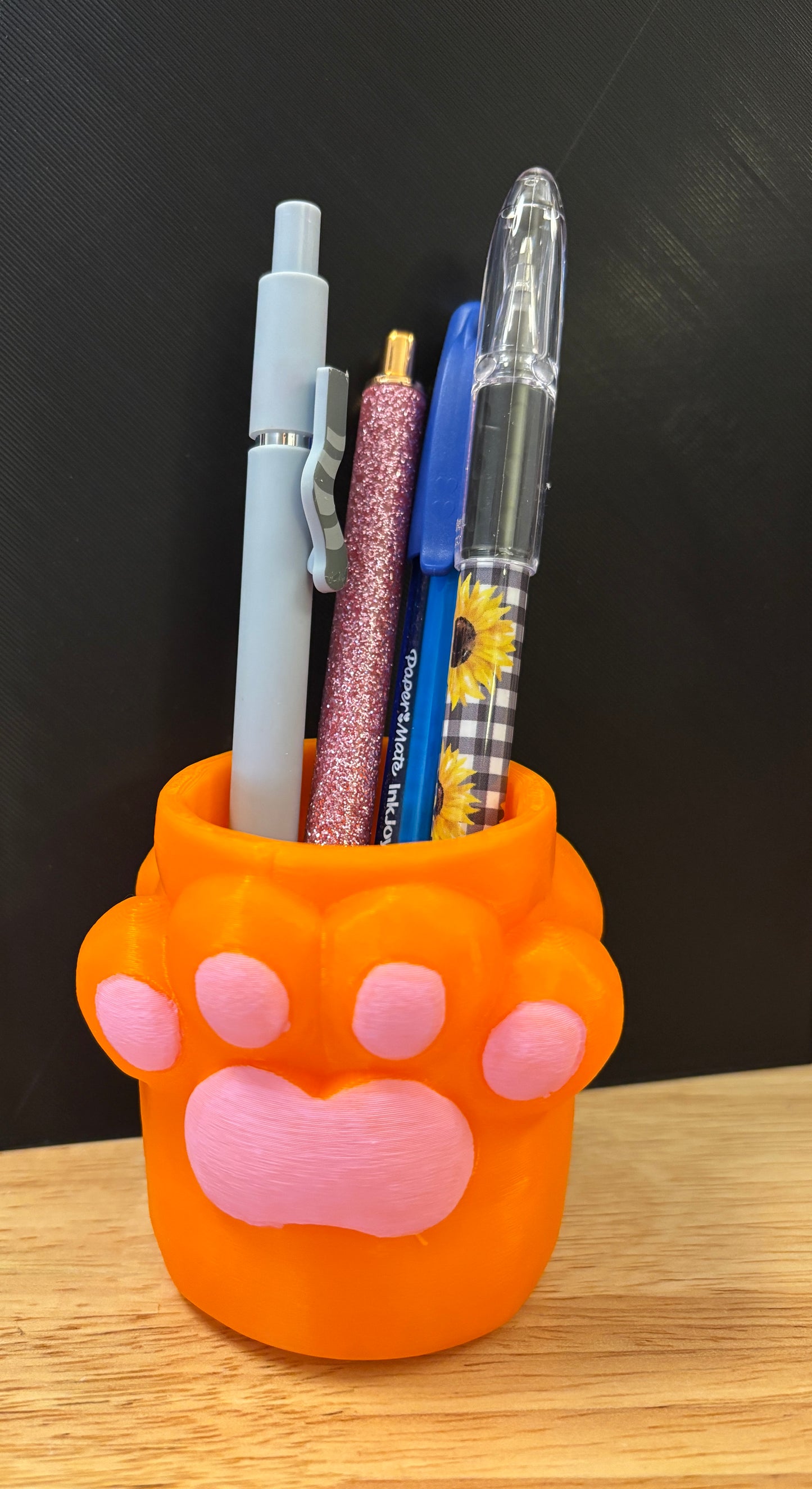 Paw Printed Pencil Holder, Cute Pencil holder, 3D Printed Pencil holder, Hand painted Pencil holder, Toe beans Pencil holder