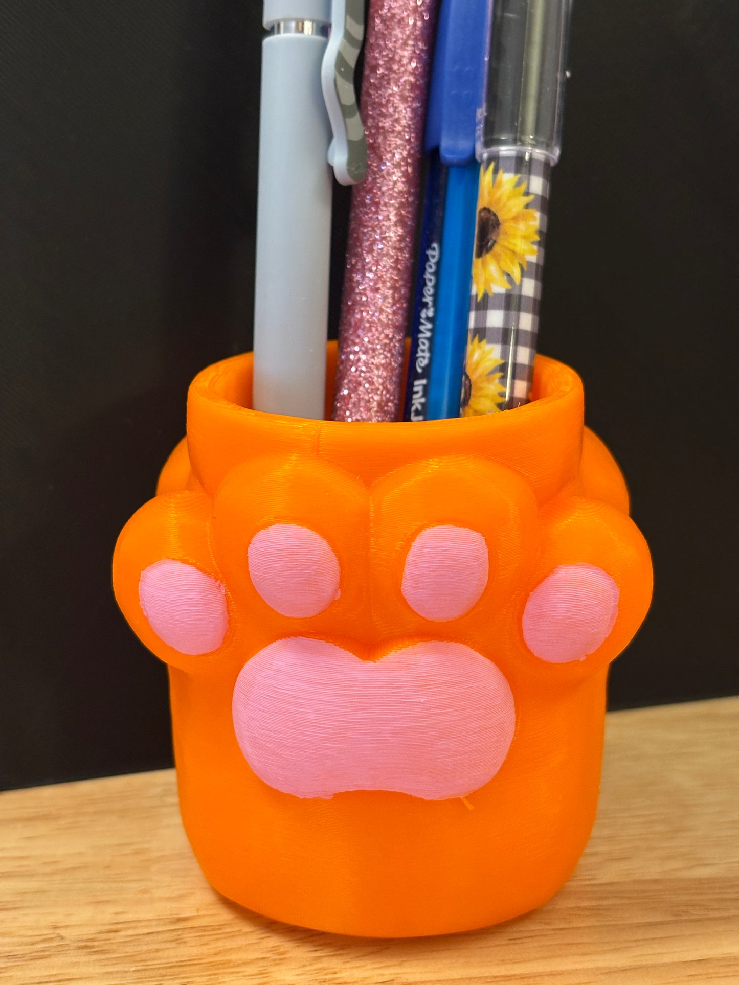 Paw Printed Pencil Holder, Cute Pencil holder, 3D Printed Pencil holder, Hand painted Pencil holder, Toe beans Pencil holder