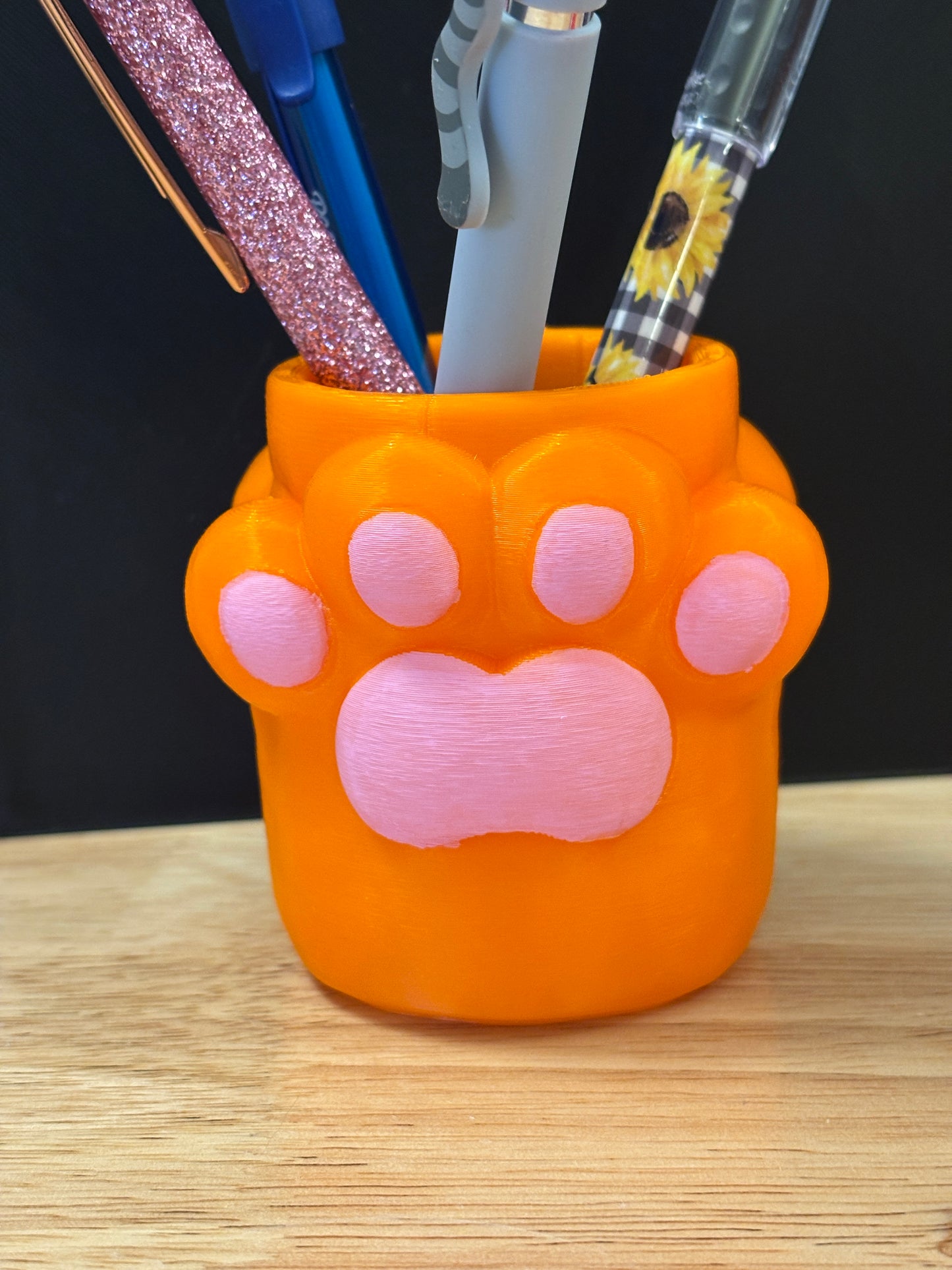 Paw Printed Pencil Holder, Cute Pencil holder, 3D Printed Pencil holder, Hand painted Pencil holder, Toe beans Pencil holder