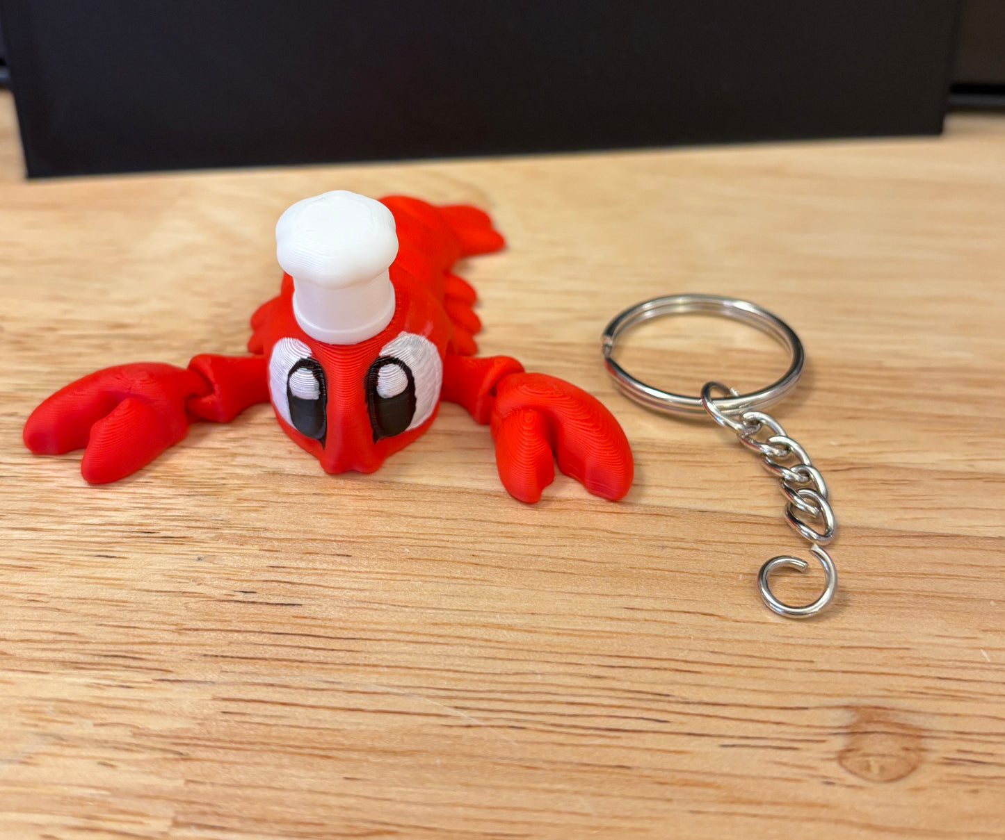 Flexi Lobster Key chain, 3D printed keychain, Chef lobster keychain, Flexi Lobster Keychain
