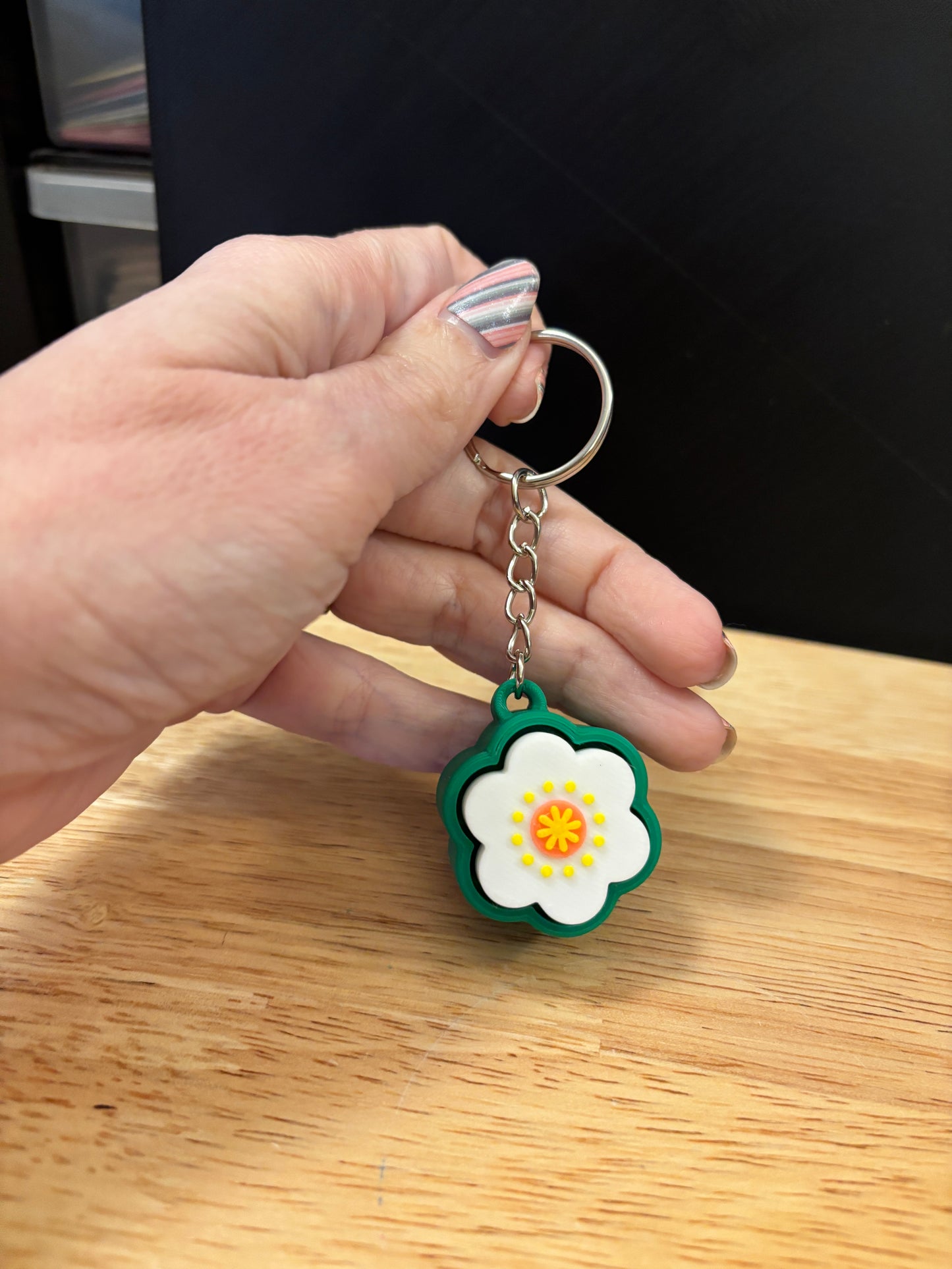 Clicky Flower Key chain, 3D printed flower keychain, Flower Keychain, Clicky Keychain, Clickie Flower keychain