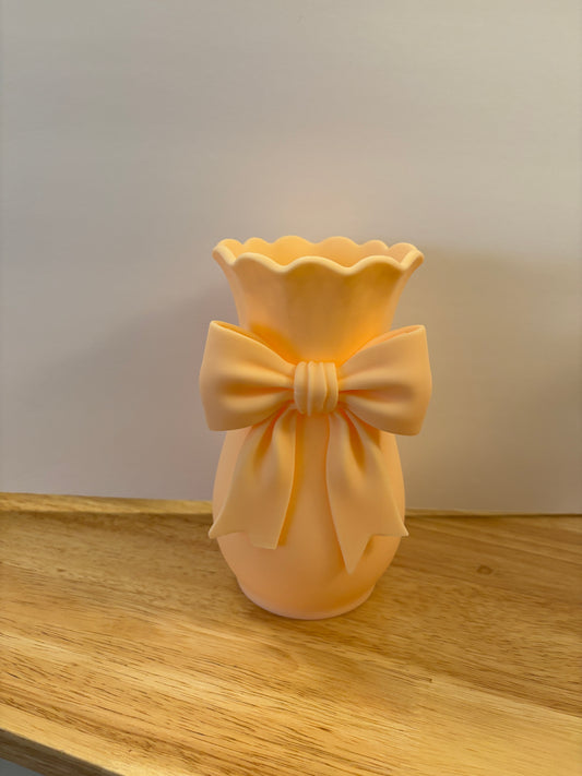 3D printed Vase with Bow, Vase with bow on it, Coquette Bow Vase