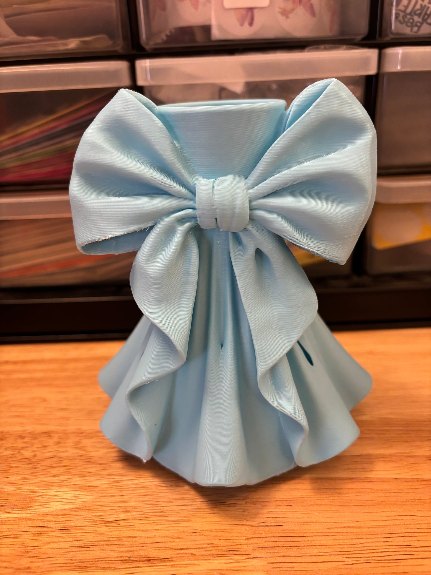 3D printed Vase with Bow in Gown design, Vase with bow on it, Dress type Vase