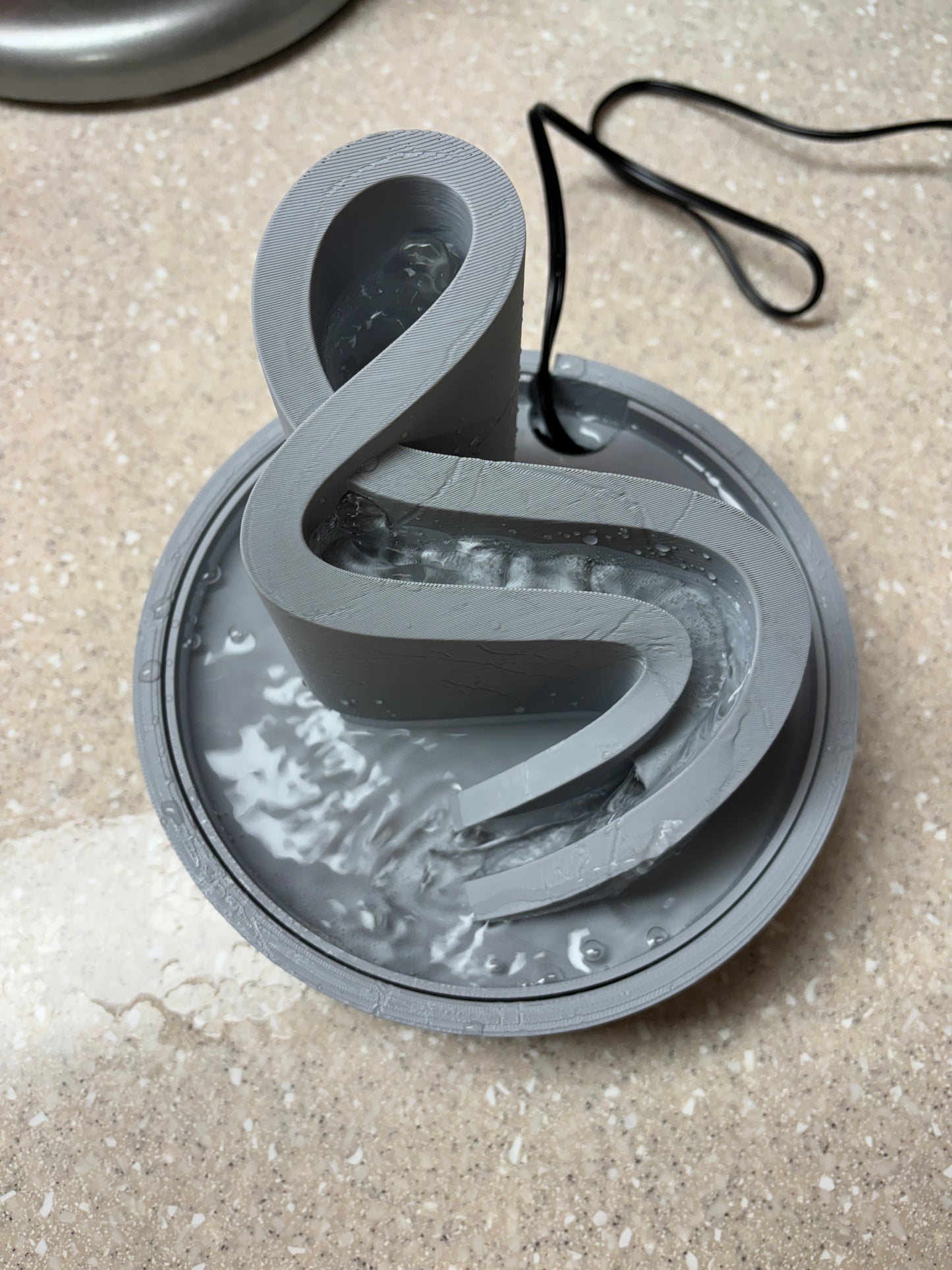 3D Printed Desktop Water Fountain with Planters attached