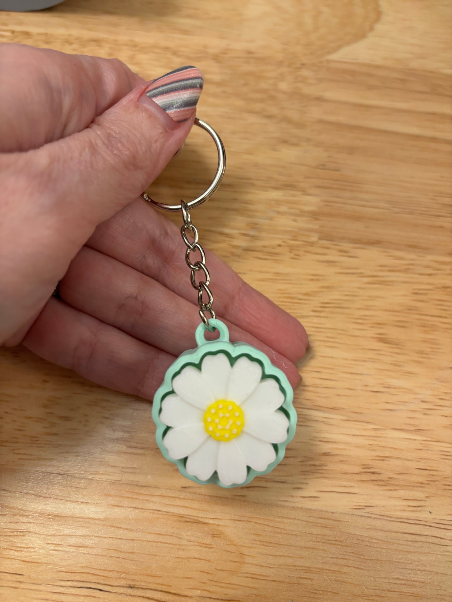 Clicky White Flower Key chain