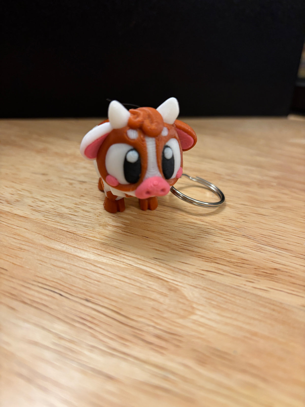 3D printed Brown Spotted Cow, Cow keychain, Brown spotted Cow key chain, cow key chain