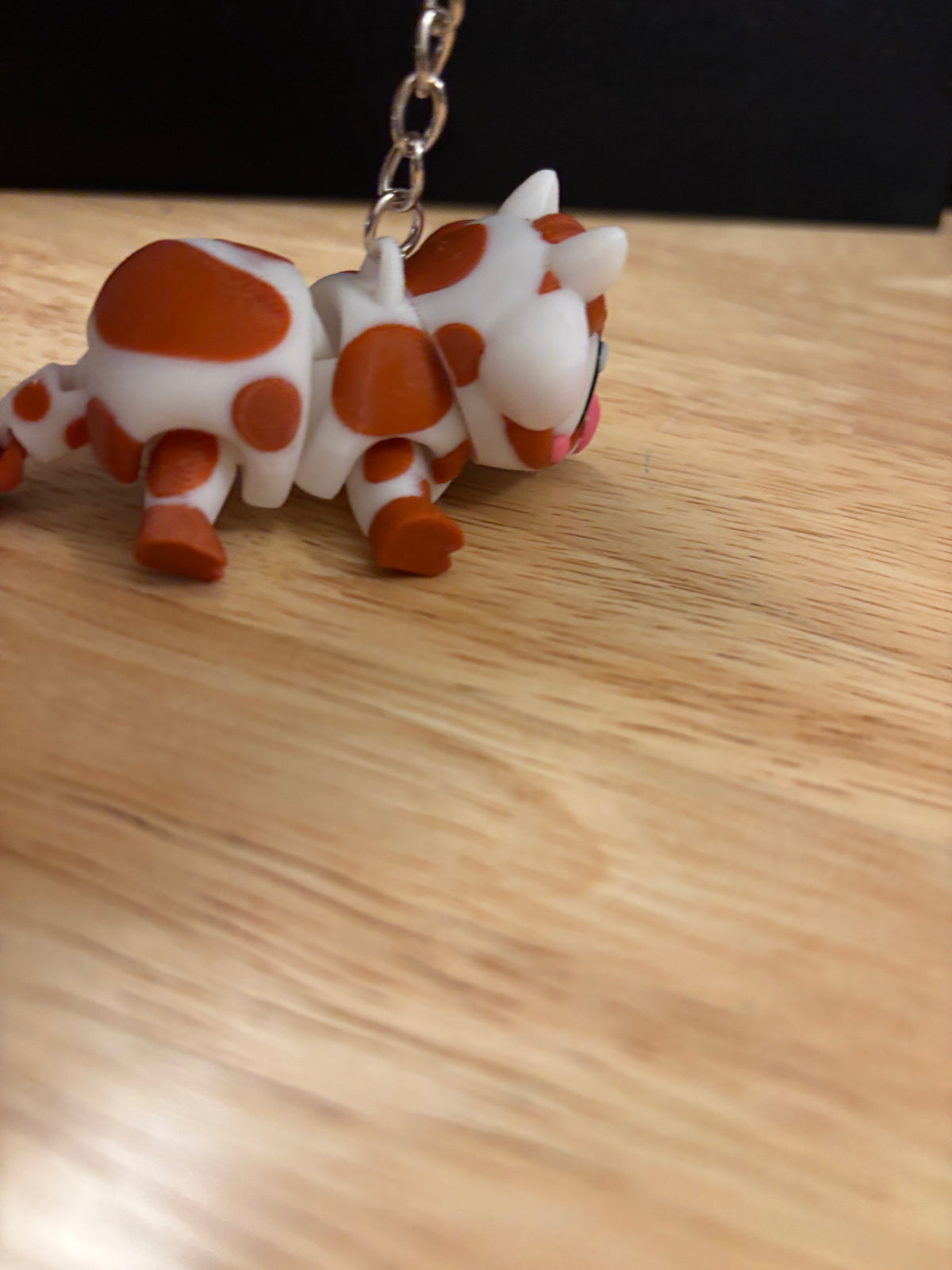 3D printed Brown Spotted Cow, Cow keychain, Brown spotted Cow key chain, cow key chain