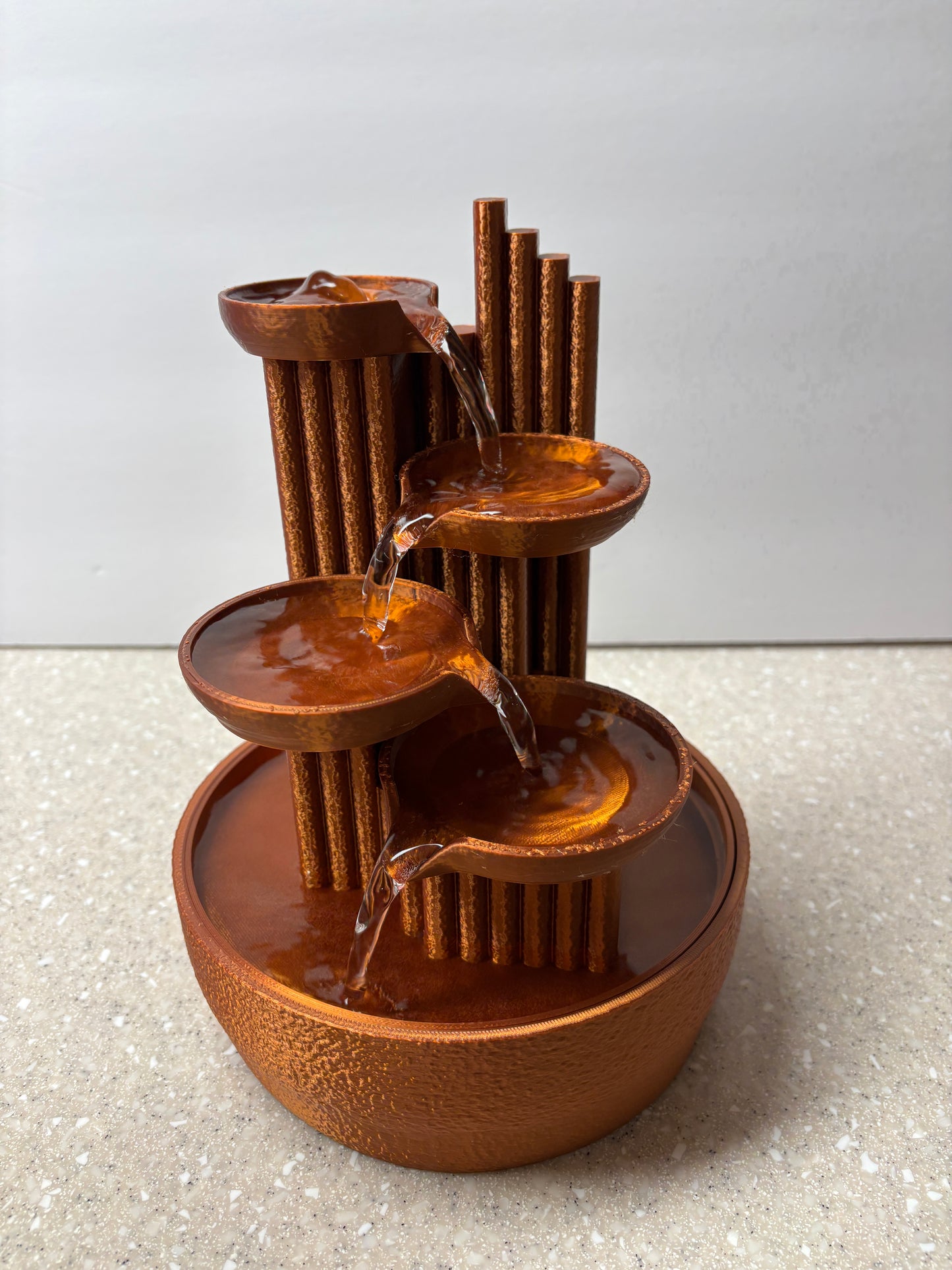 3D printed Desktop Fountain, Copper looking fountain, Quiet Water Fountain