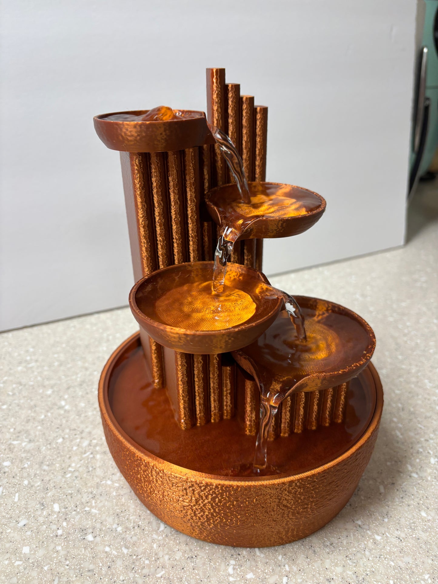 3D printed Desktop Fountain, Copper looking fountain, Quiet Water Fountain