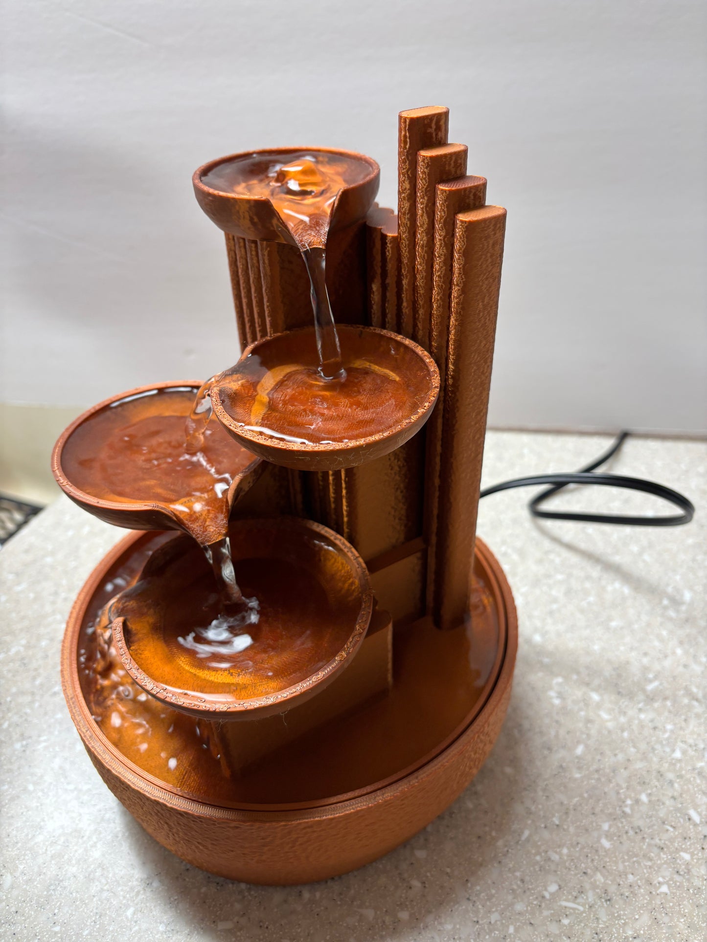3D printed Desktop Fountain, Copper looking fountain, Quiet Water Fountain