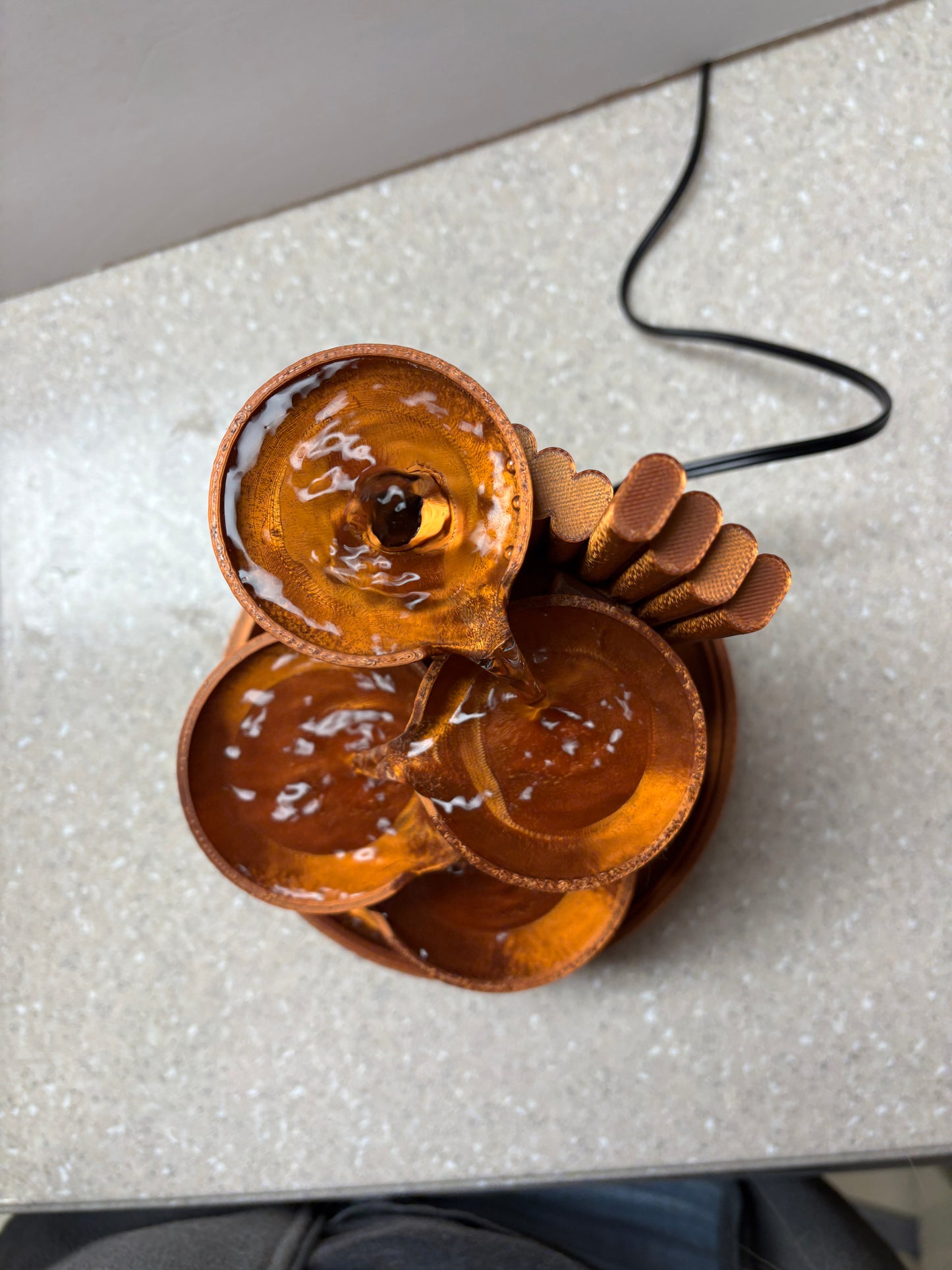 3D printed Desktop Fountain, Copper looking fountain, Quiet Water Fountain