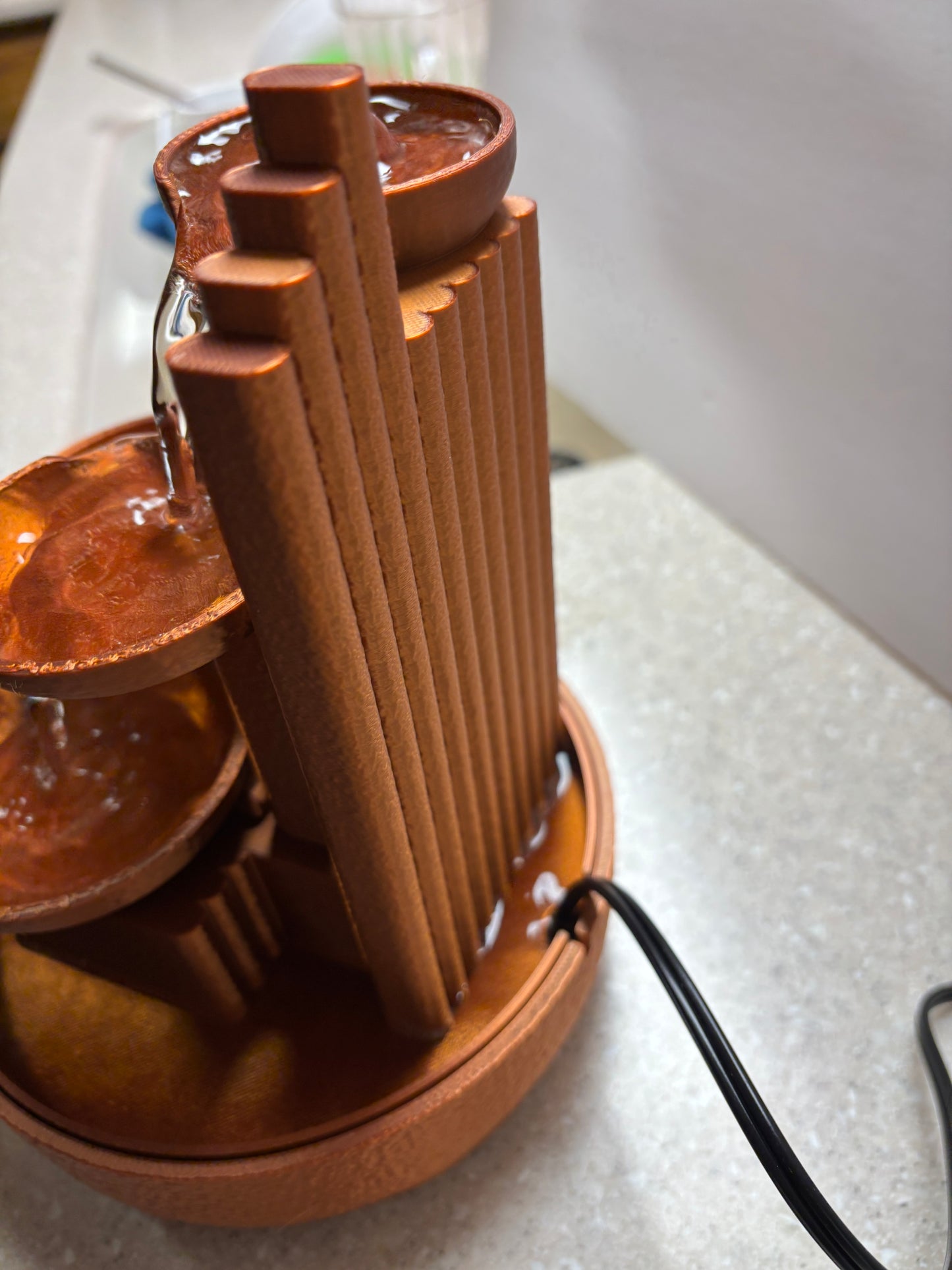 3D printed Desktop Fountain, Copper looking fountain, Quiet Water Fountain