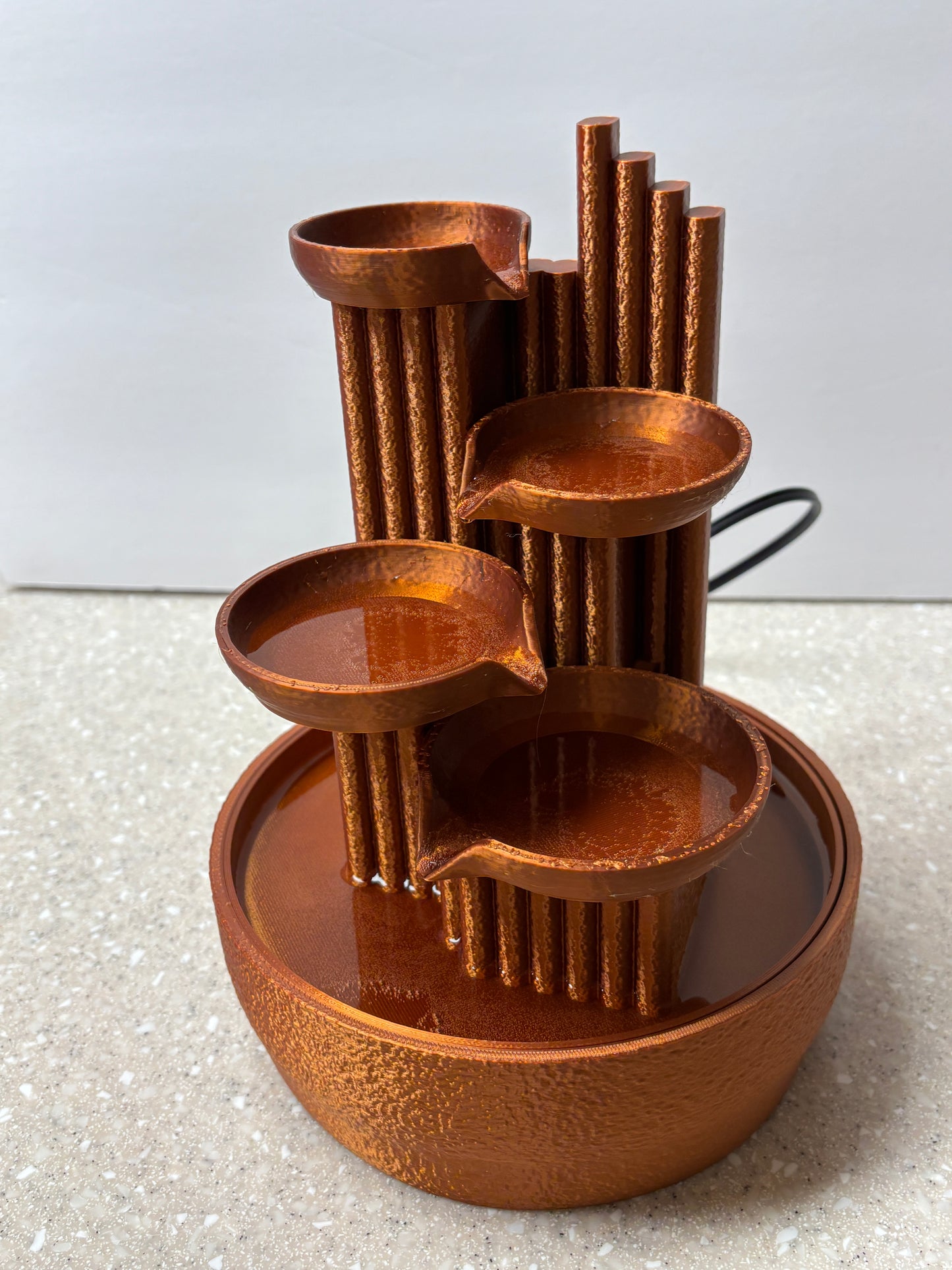 3D printed Desktop Fountain, Copper looking fountain, Quiet Water Fountain