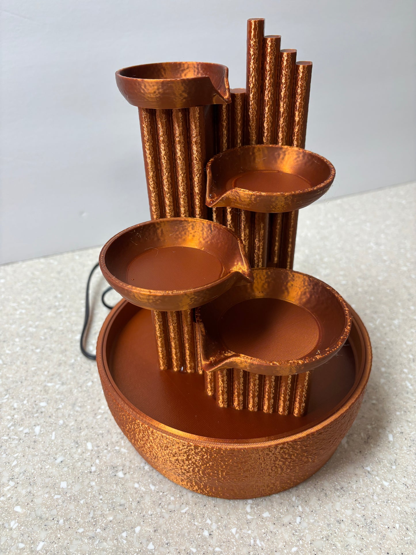 3D printed Desktop Fountain, Copper looking fountain, Quiet Water Fountain