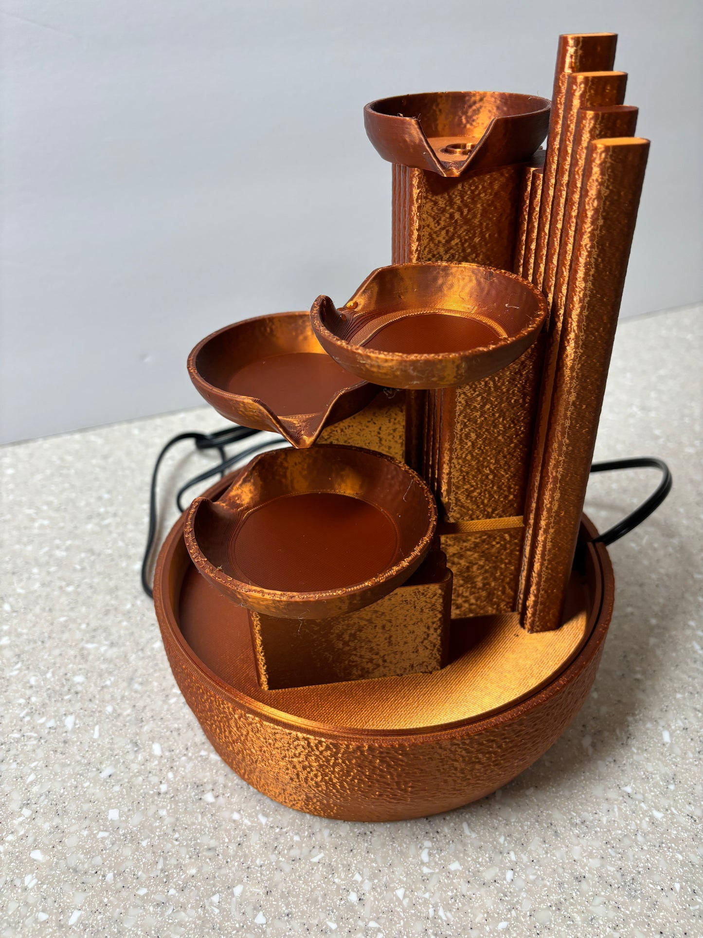 3D printed Desktop Fountain, Copper looking fountain, Quiet Water Fountain