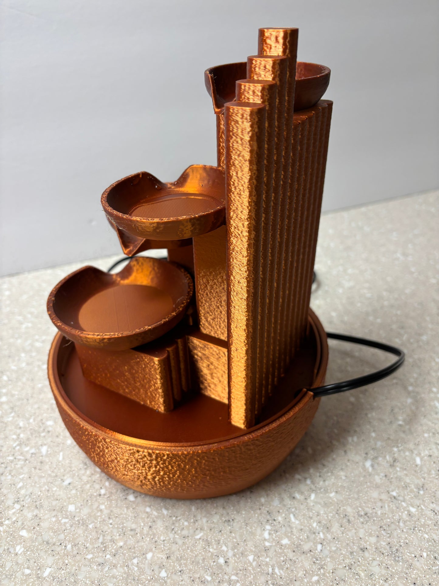 3D printed Desktop Fountain, Copper looking fountain, Quiet Water Fountain
