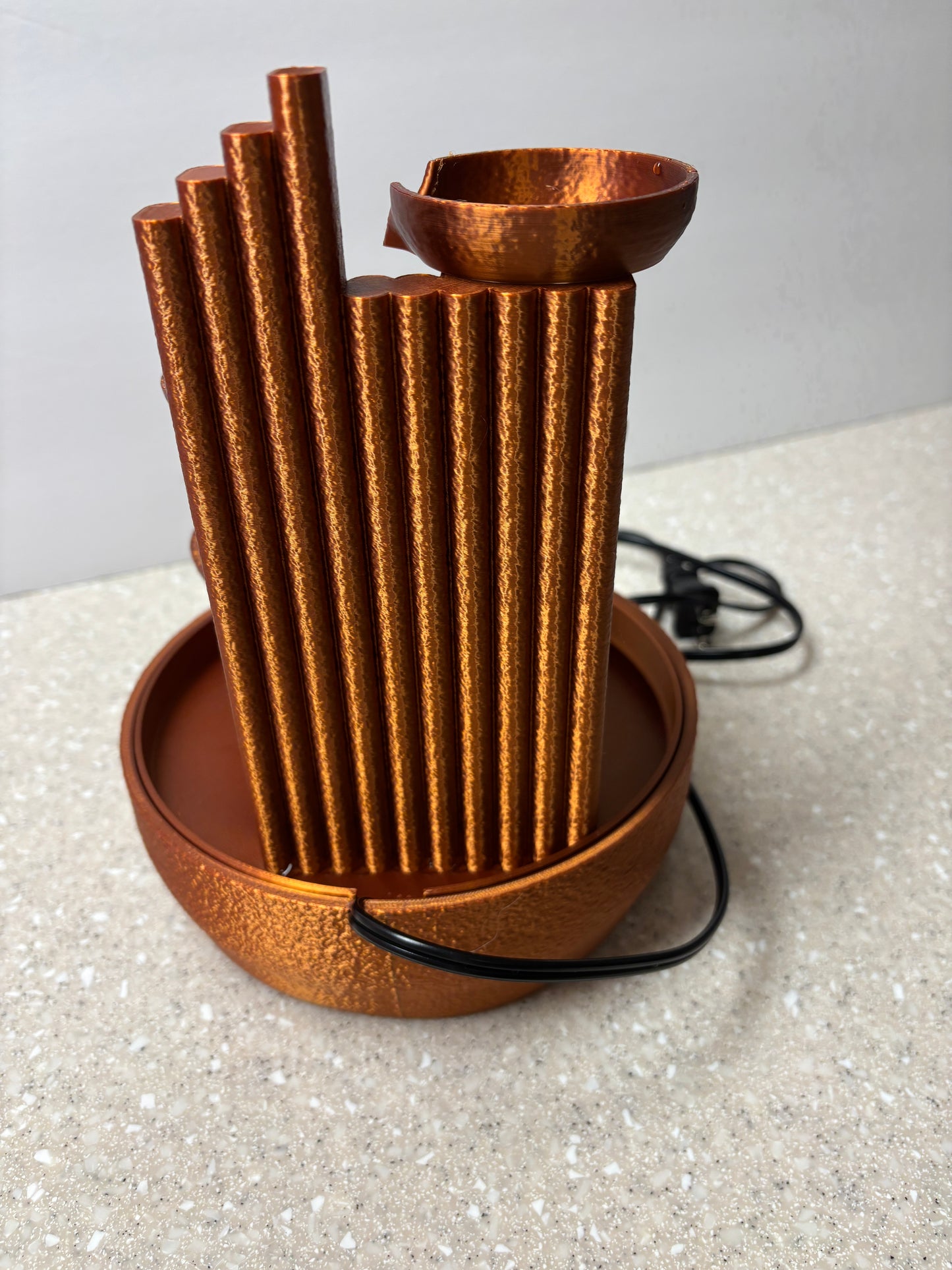3D printed Desktop Fountain, Copper looking fountain, Quiet Water Fountain