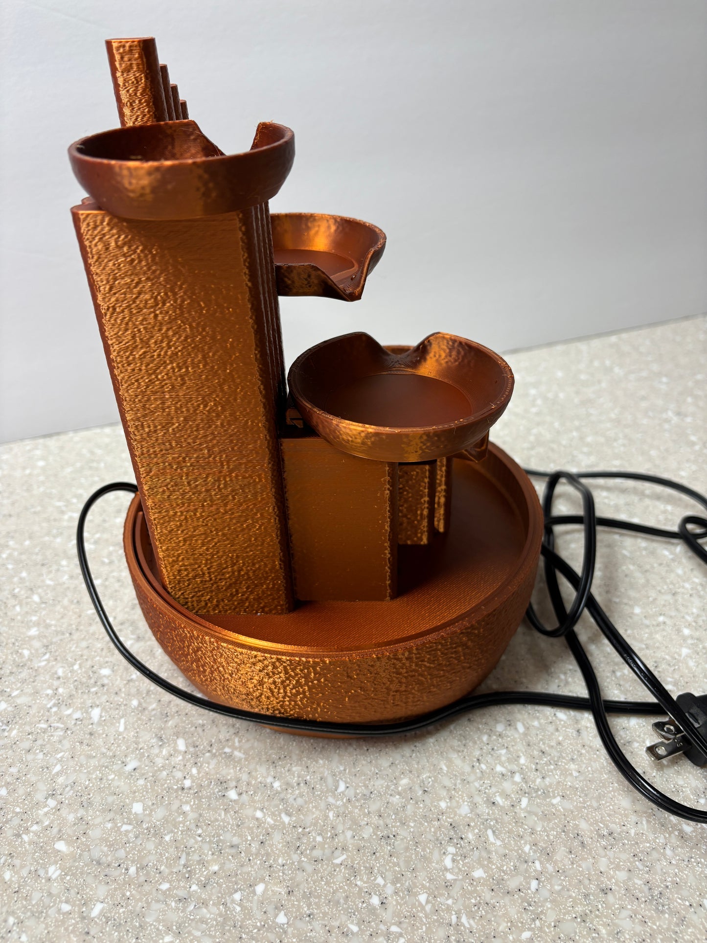 3D printed Desktop Fountain, Copper looking fountain, Quiet Water Fountain