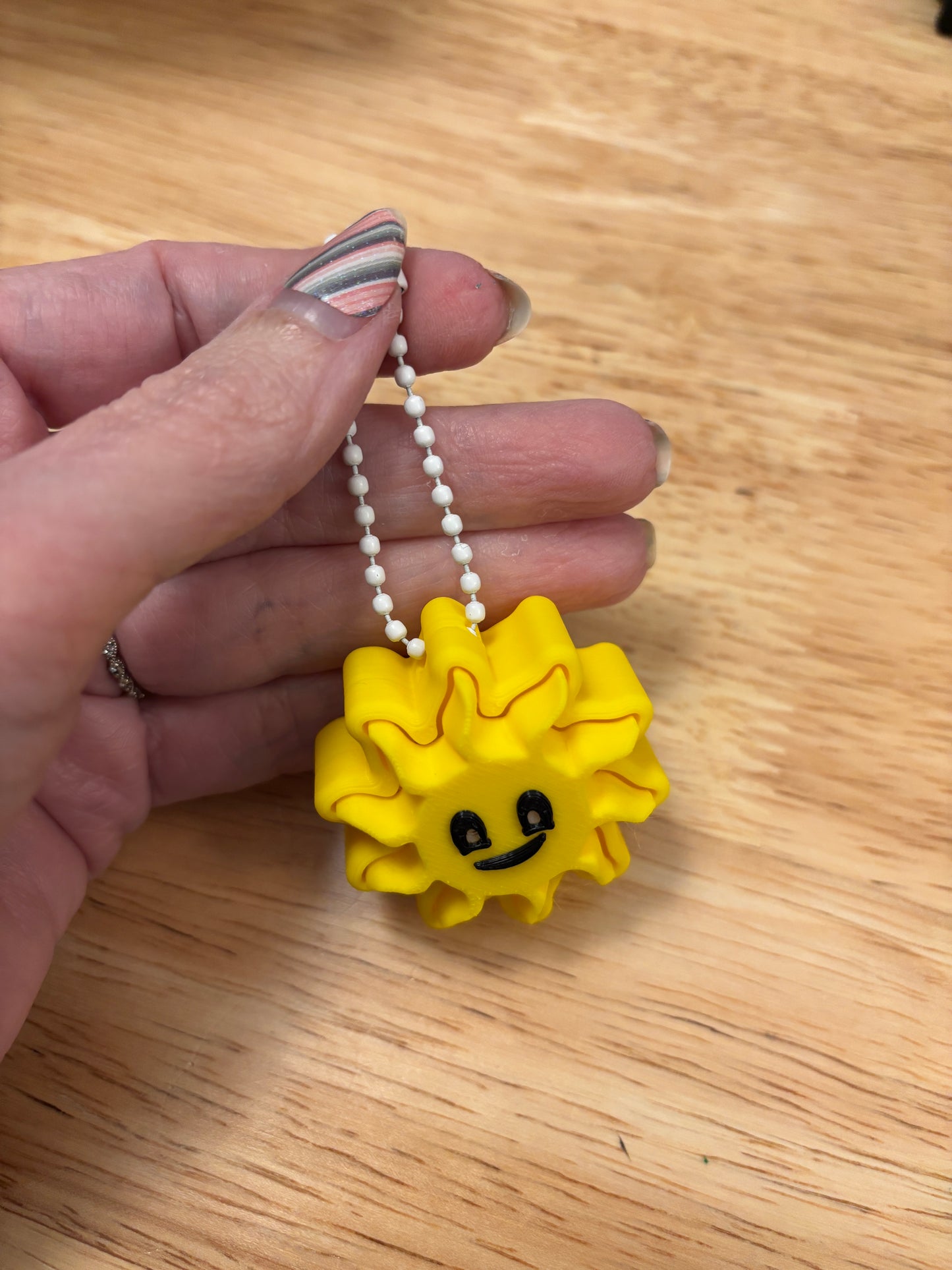 Sun fidget clicker, Sun clicker, Smile on sun fidget clicker keychain