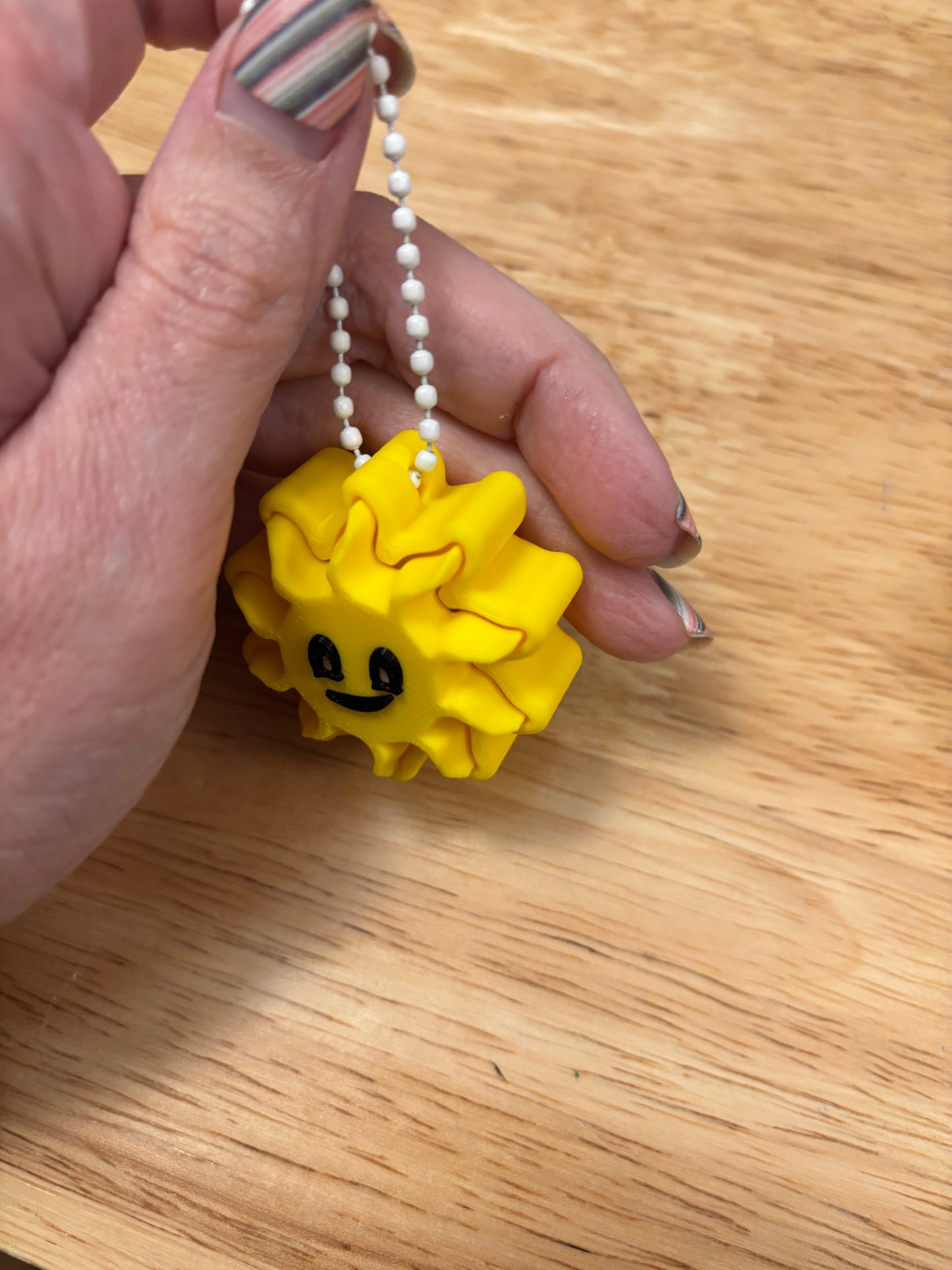 Sun fidget clicker, Sun clicker, Smile on sun fidget clicker keychain