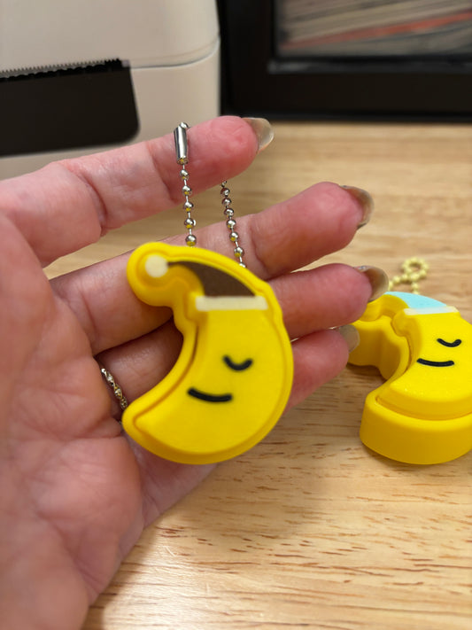 Moon fidget clicker, Moon clicker, Smile on Moon fidget clicker keychain