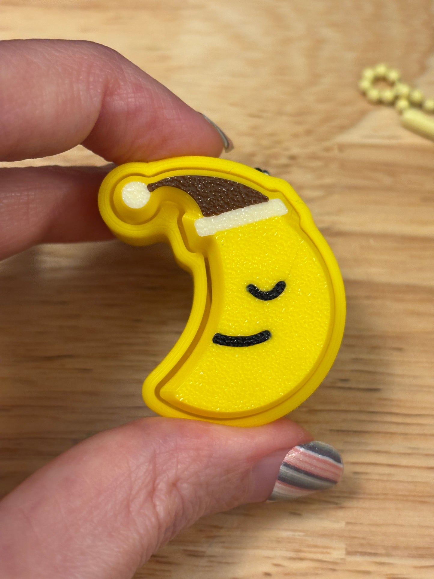 Moon fidget clicker, Moon clicker, Smile on Moon fidget clicker keychain