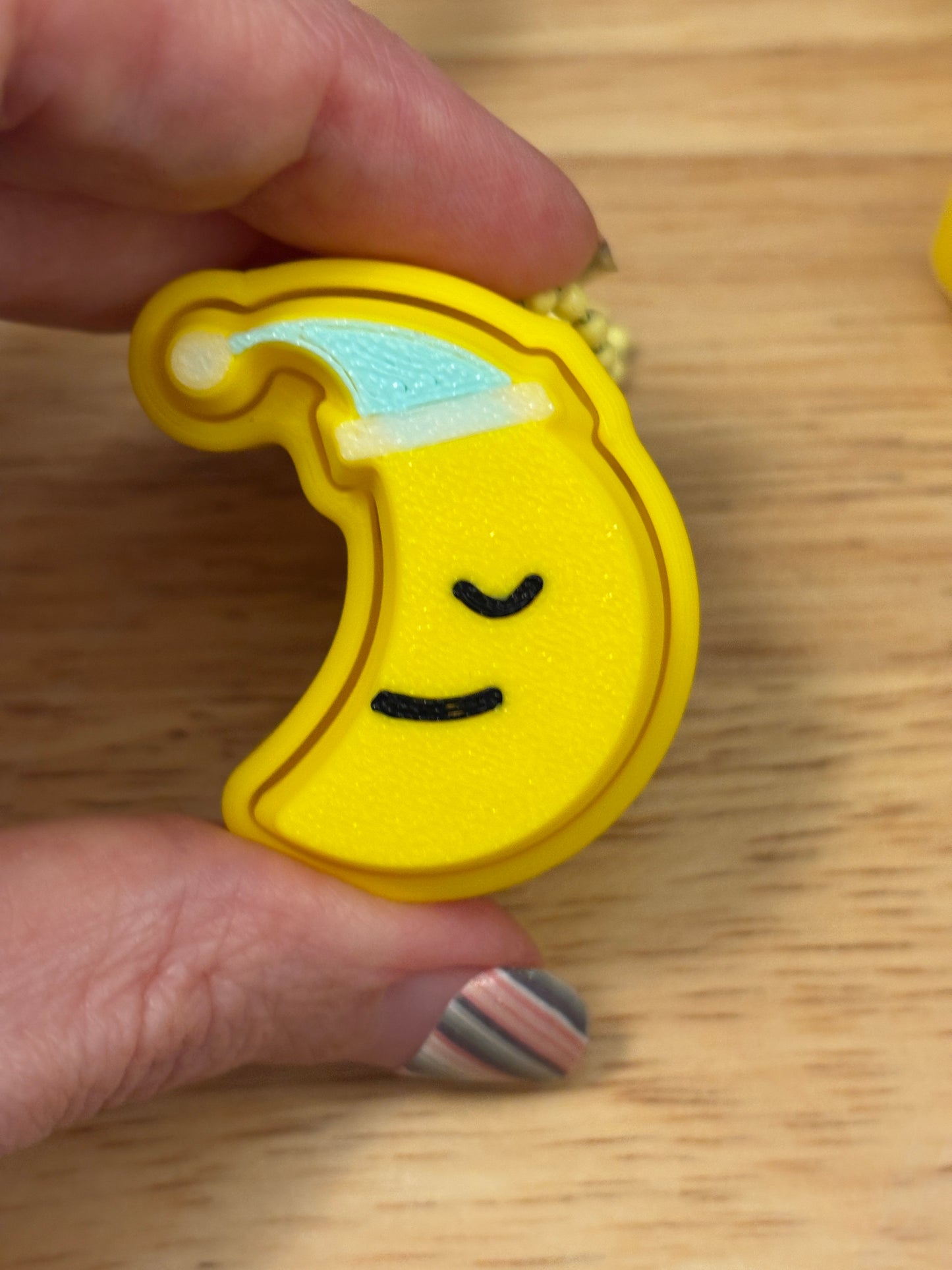 Moon fidget clicker, Moon clicker, Smile on Moon fidget clicker keychain