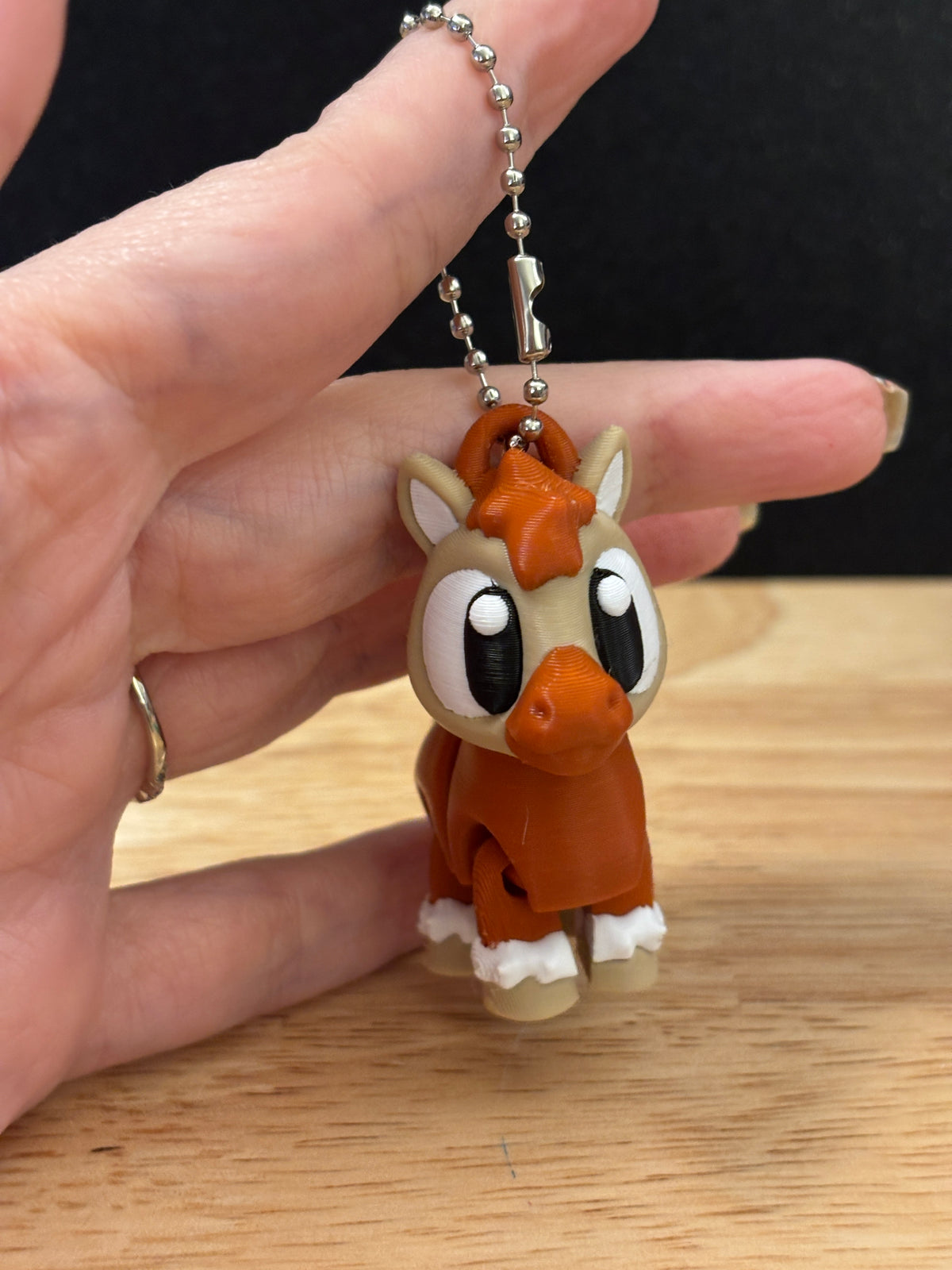 3D printed Brown Spotted Horse, Horse keychain, Solid Brown Horse key chain, Horse key chain