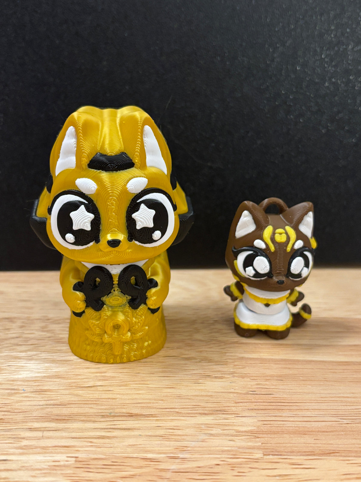 Two Cute Egyptian Cat key chains with sarcophagus, 3D printed cat key chains, sarcophagus with two Egyptian cat keychains, cat key chains