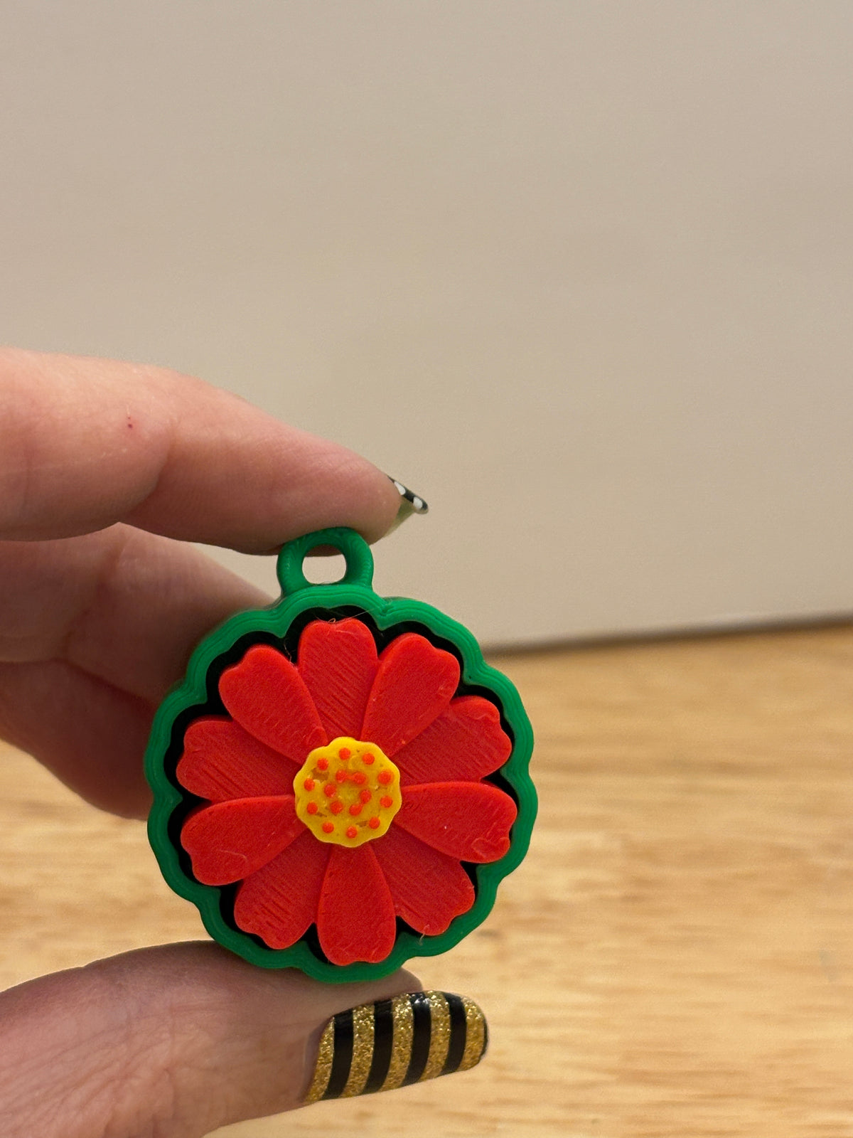 Clicky Red Flower Key chain, 3D printed Flower keychain, Clicky Keychain, Custom Flower keychain