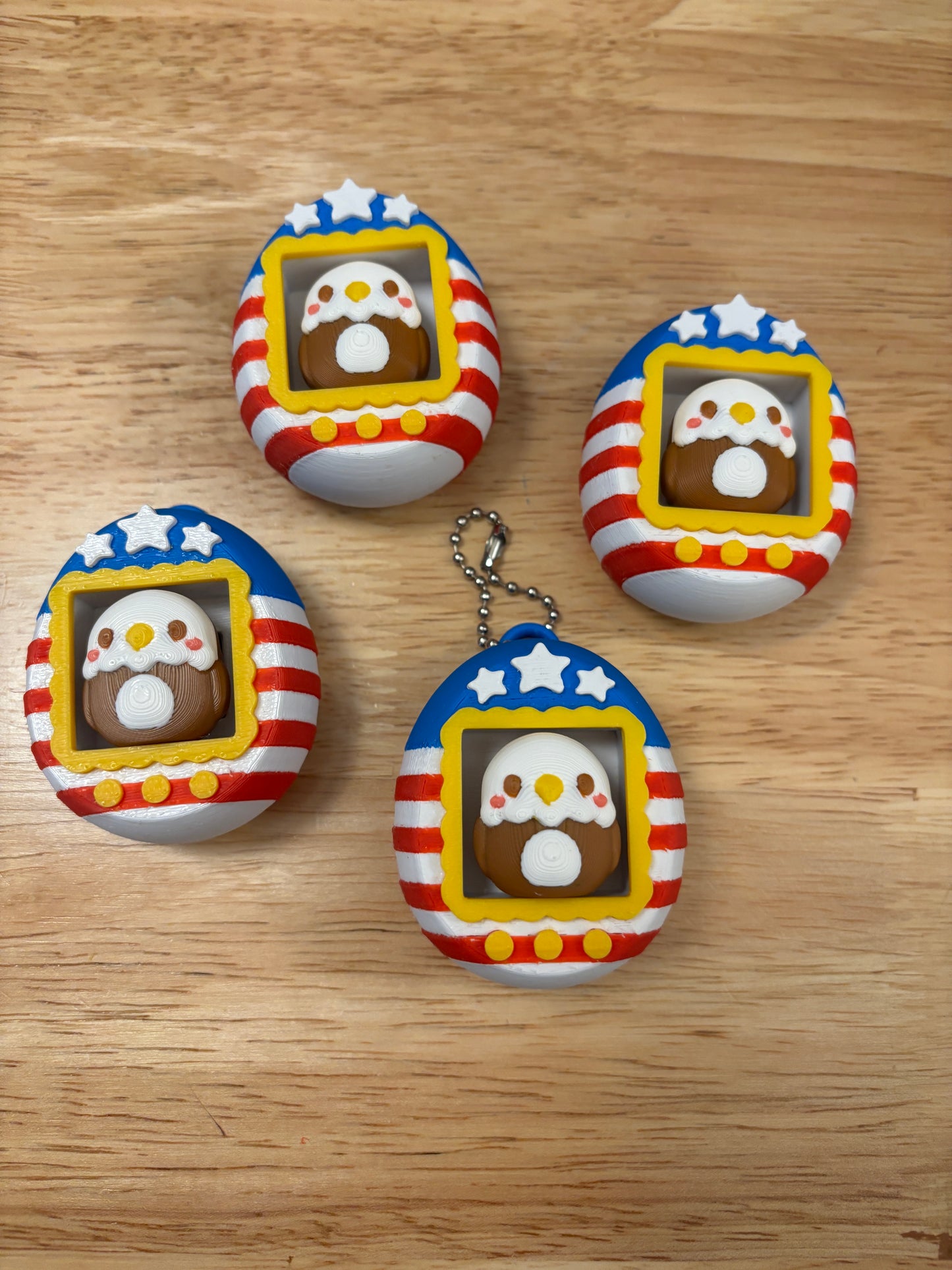 Clicky Patriotic design key chain, 3D printed Eagle clicker key chain