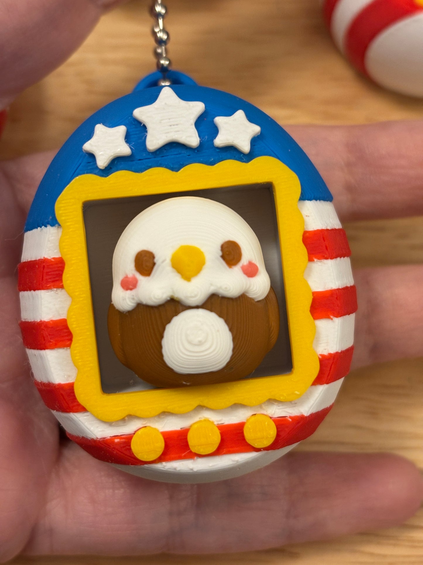 Clicky Patriotic design key chain, 3D printed Eagle clicker key chain