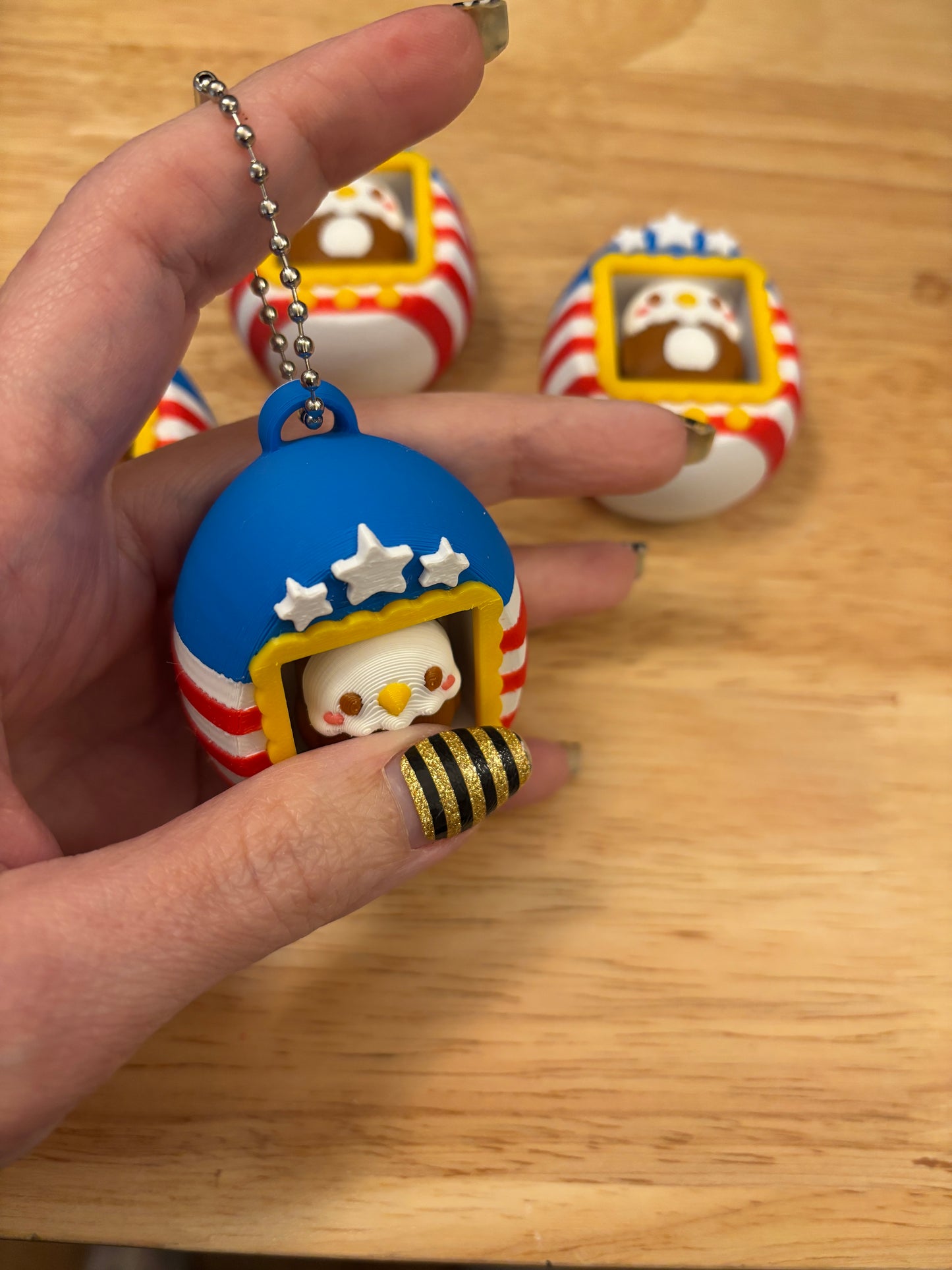 Clicky Patriotic design key chain, 3D printed Eagle clicker key chain